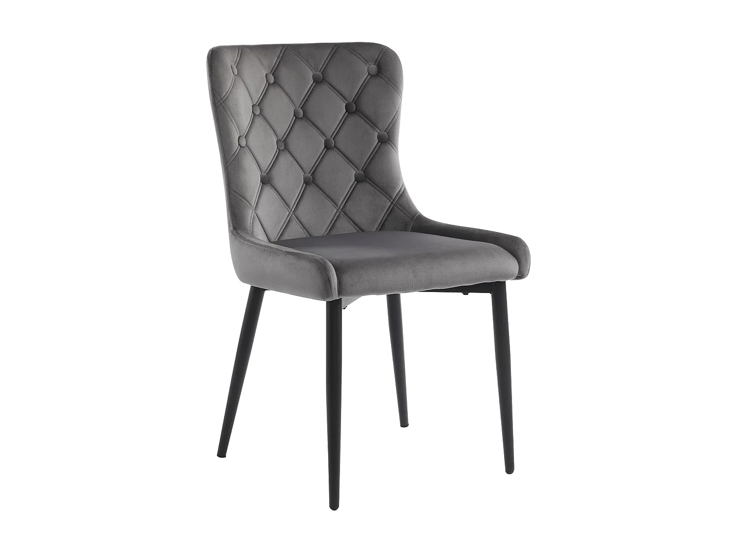 Chaises de salle à manger avec dossier, lot de 2, chaise de cuisine avec revêtement en velours, chaise rembourrée en métal, pieds en fer noir, gris foncé