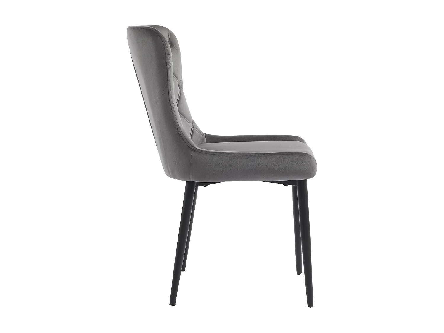 Chaises de salle à manger avec dossier, lot de 2, chaise de cuisine avec revêtement en velours, chaise rembourrée en métal, pieds en fer noir, gris foncé