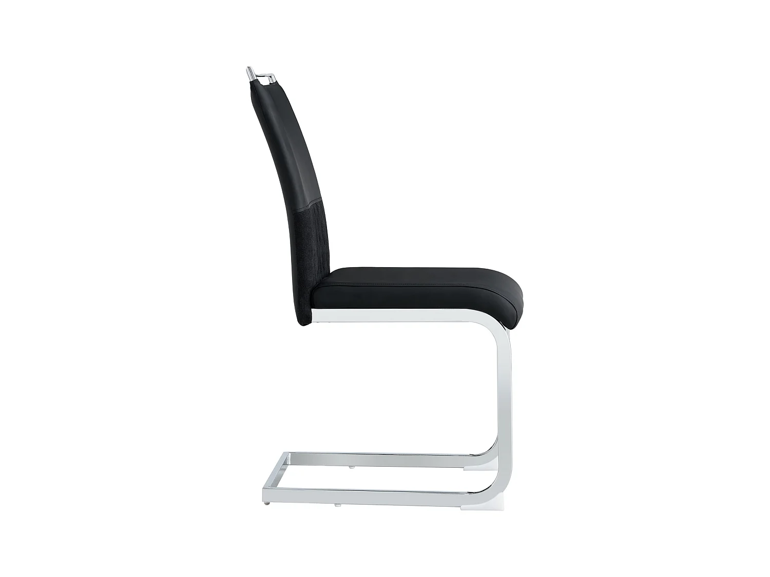 Ensemble de 6 chaises de salle à manger modernes, dossier en cuir PU et lin, dossier haut rembourré, motif à rayures horizontales, noir