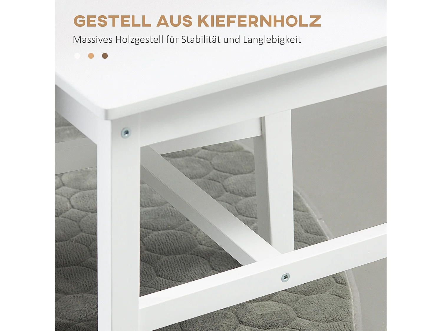 Juego de 4 sillas de comedor, sillas de cocina modernas con respaldo, madera de pino, color blanco