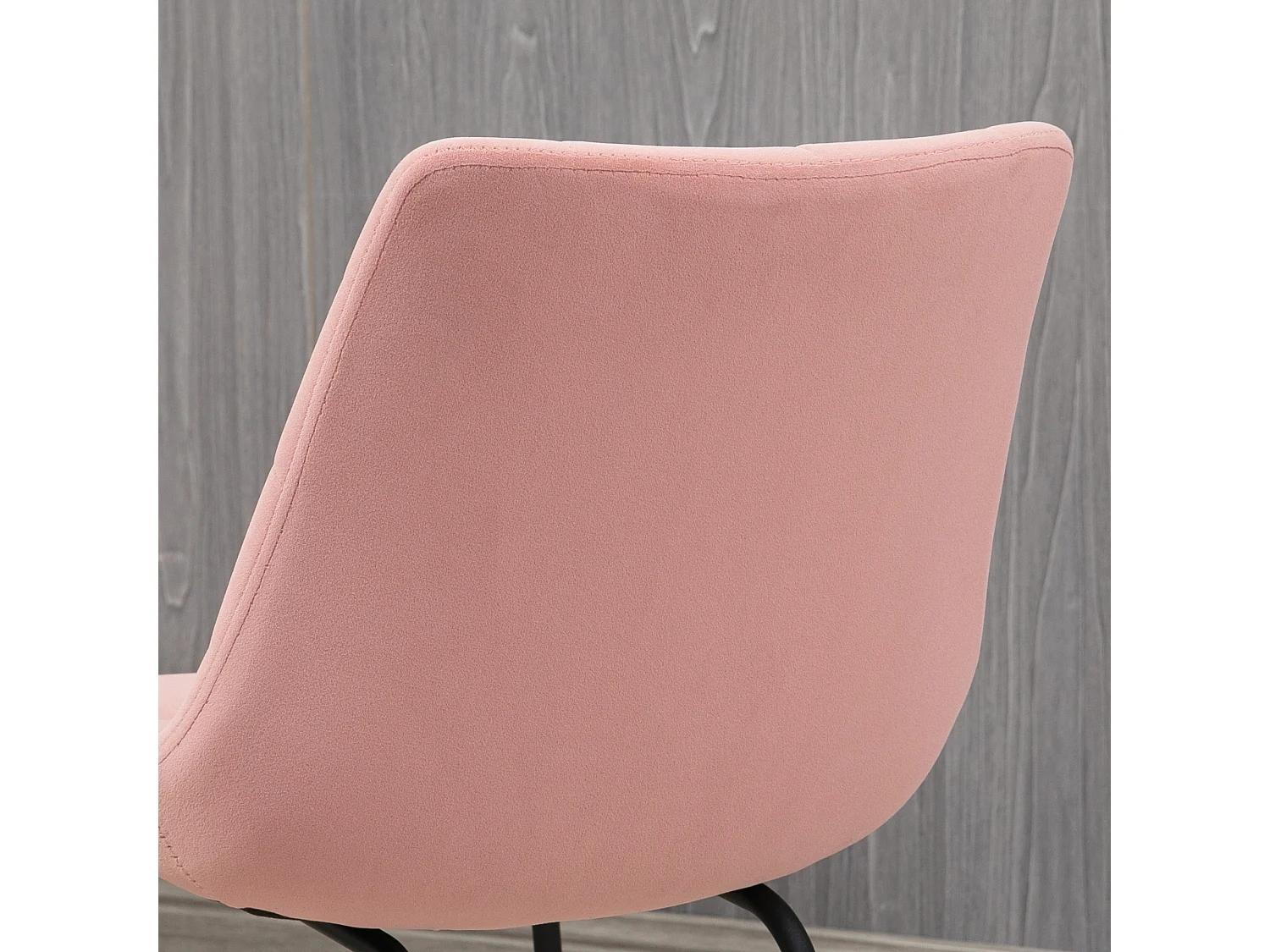 Lot de 2 chaises de salle à manger, chaise de cuisine avec dossier, revêtement en velours rose, design rétro, pieds en acier