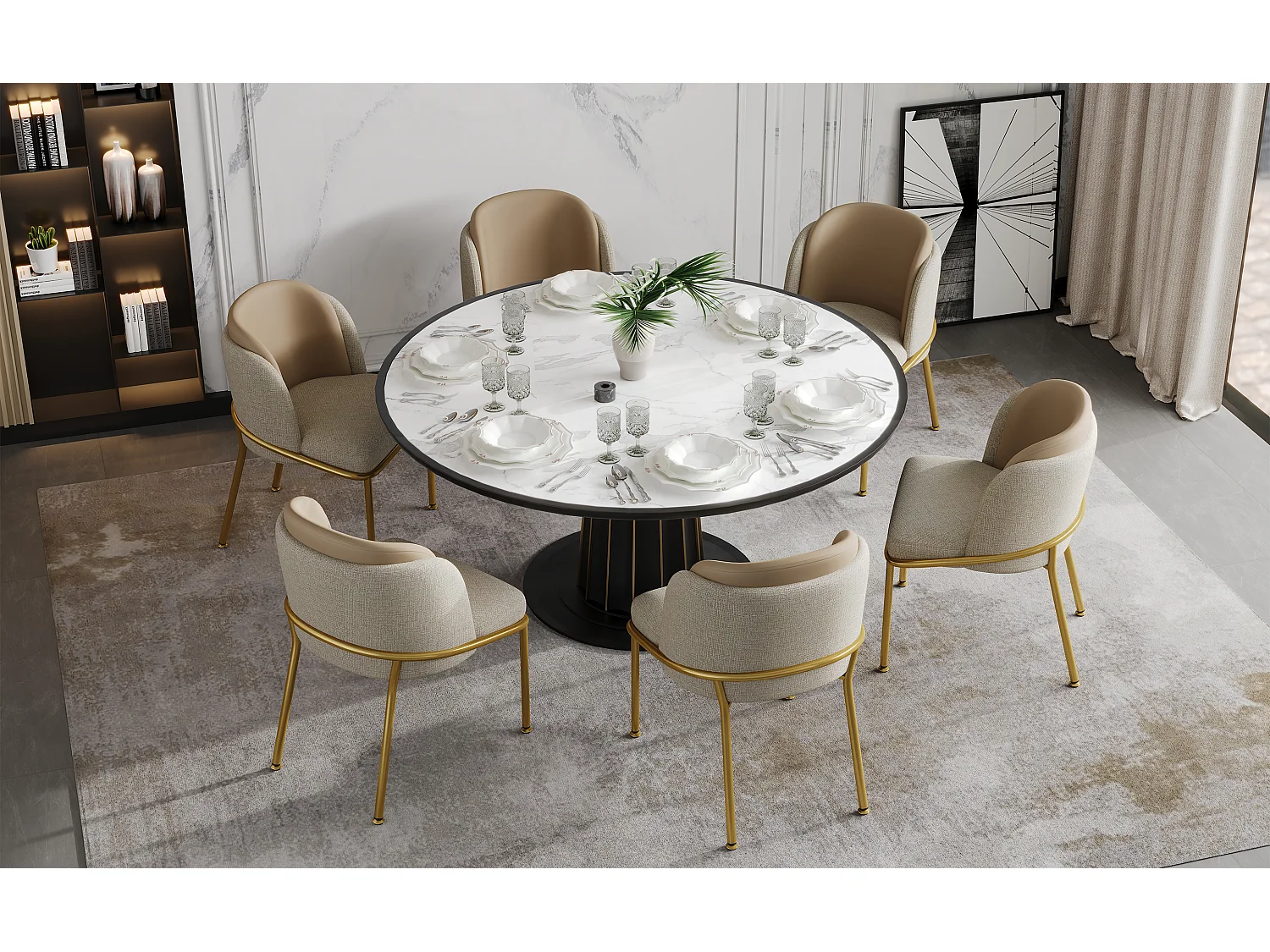 Juego de 2 sillas modernas, con pata inclinada y pies ajustables, beige + caqui