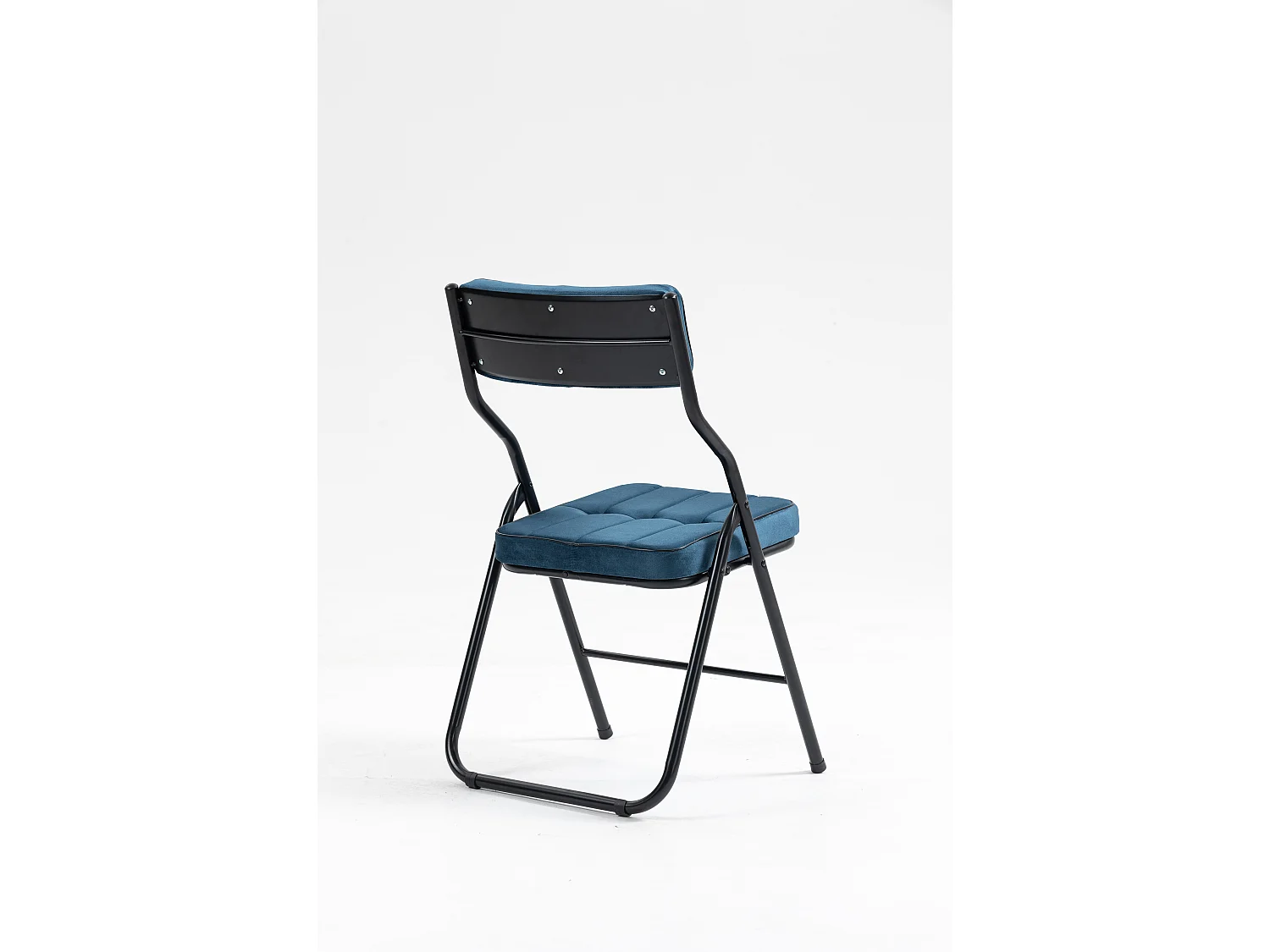 Lot de 2 chaises pliantes, chaises de salle à manger pliantes avec coussin, portables, pour invités, cuisine, bureau, bleu