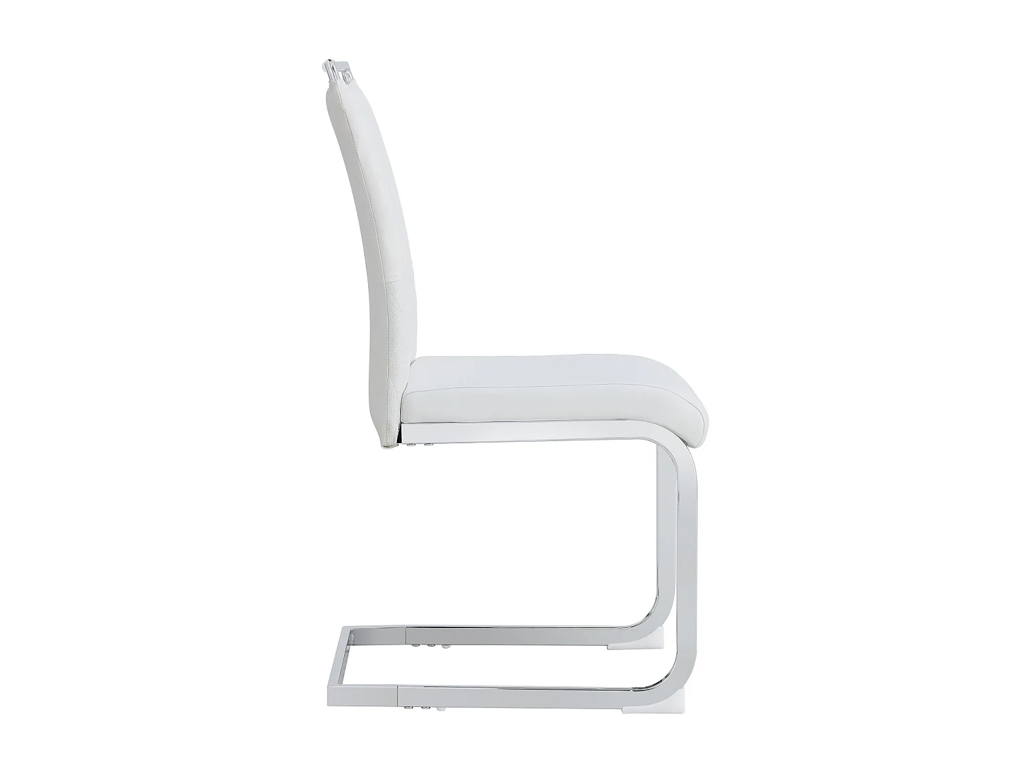 Moderne eetkamerstoelen set van 6, rugleuning van PU-leer en linnen, hoge rugleuning gestoffeerd, horizontaal streepdessin, wit