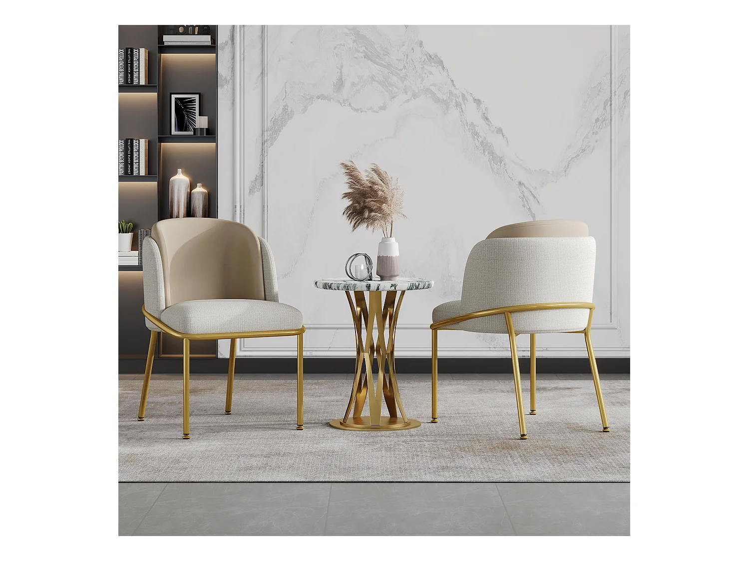 Lot de 2 chaises modernes, avec pied incliné et pieds réglables, beige