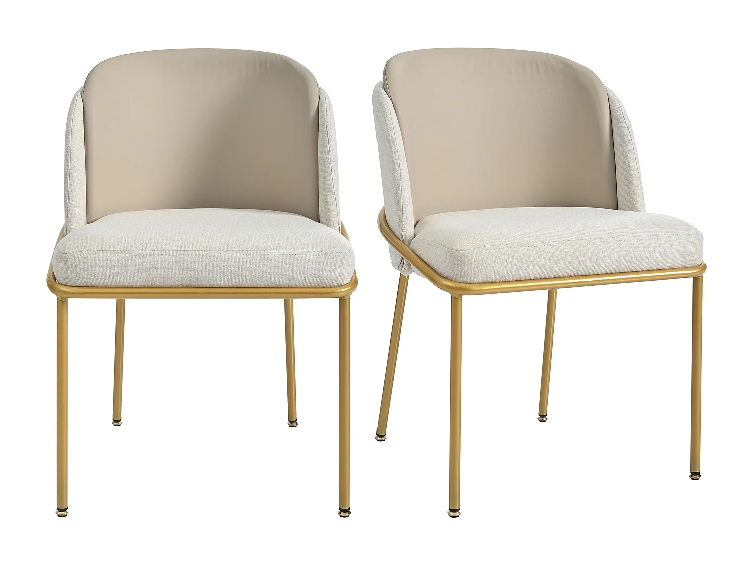 Lot de 2 chaises modernes, avec pied incliné et pieds réglables, beige