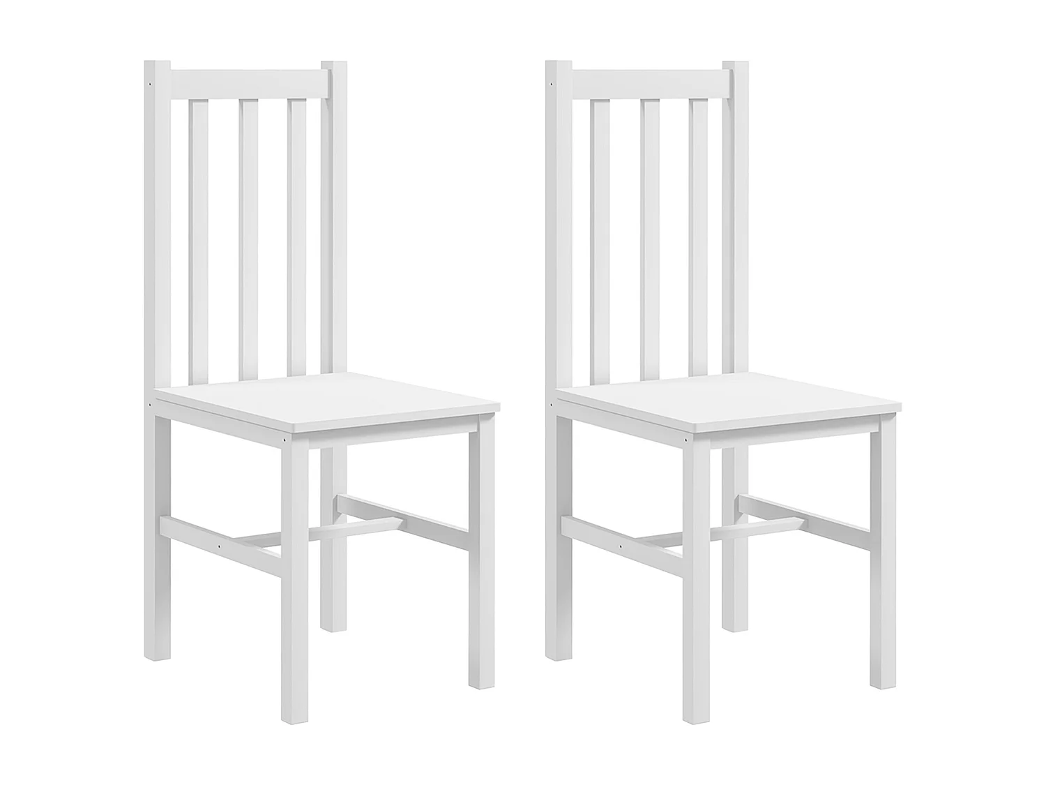 Lot de 2 chaises de salle à manger, chaise de cuisine, chaise de salle à manger avec dossier, pin, blanc