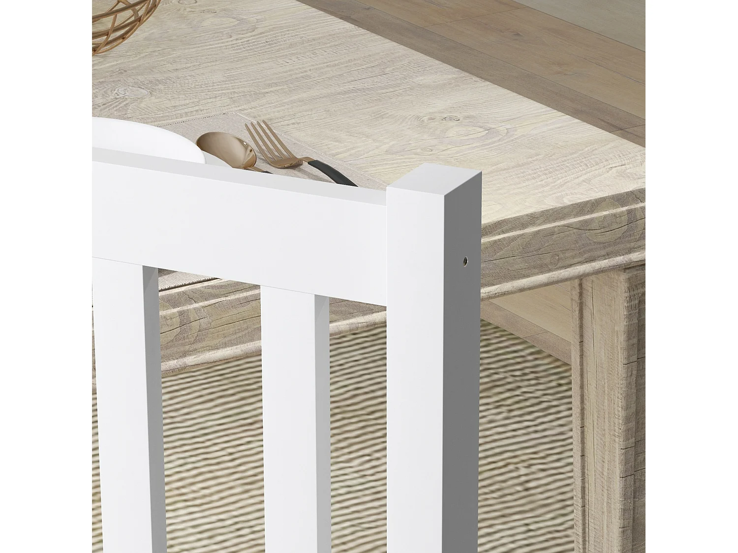 Lot de 2 chaises de salle à manger, chaise de cuisine, chaise de salle à manger avec dossier, pin, blanc