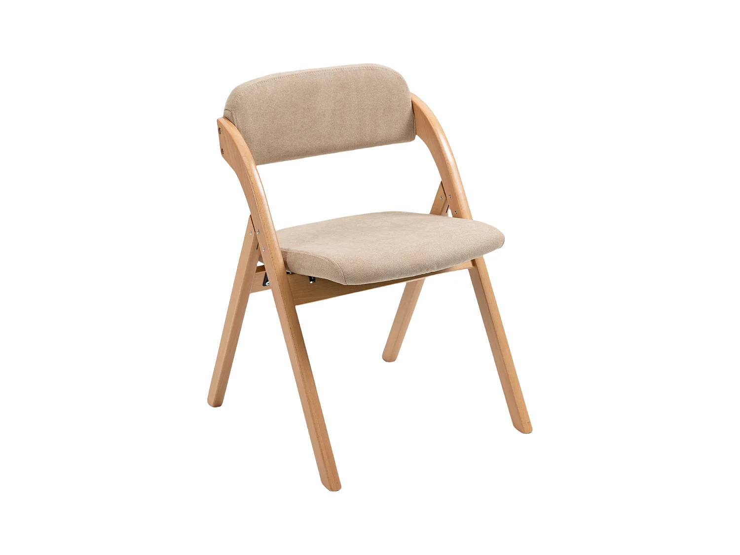 Klappstühle mit gepolsterten Sitz, 2er-Set, Holz stapelbare Esszimmerstühle, abnehmbarer Bezug, Khaki