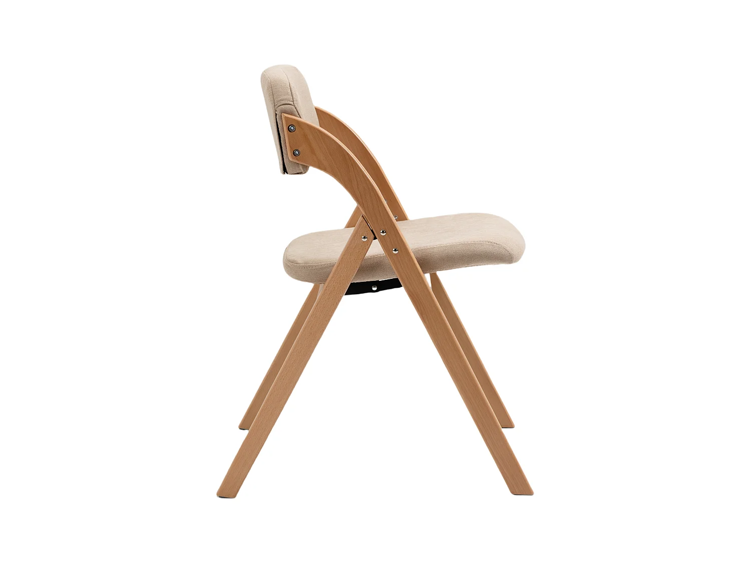 Klappstühle mit gepolsterten Sitz, 2er-Set, Holz stapelbare Esszimmerstühle, abnehmbarer Bezug, Khaki