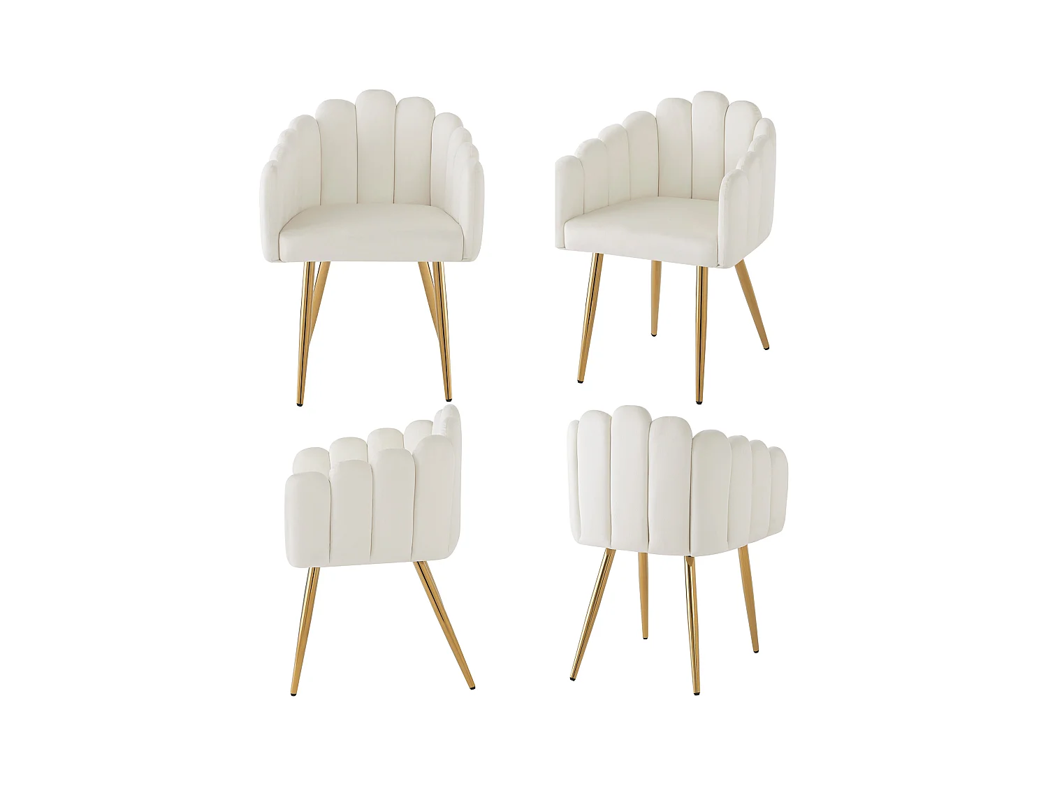 Hochwertiger Veloursstoff Esszimmerstuhl 4er-Set, Make-up-Stuhl, goldene Eisenbeine, verstellbare Beine