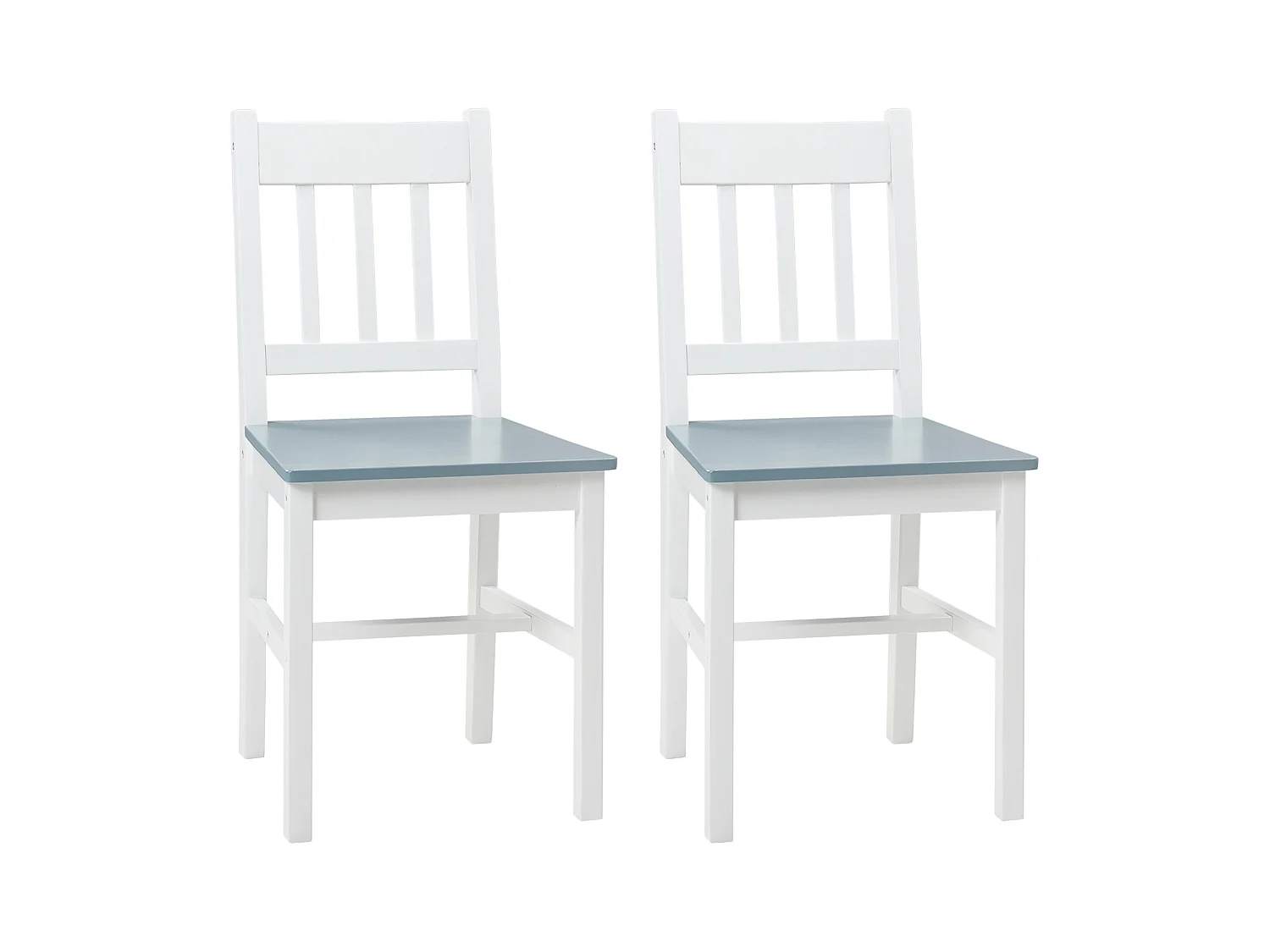 Conjunto de 2 cadeiras de jantar, cadeira de cozinha com encosto em madeira de pinho, cinza