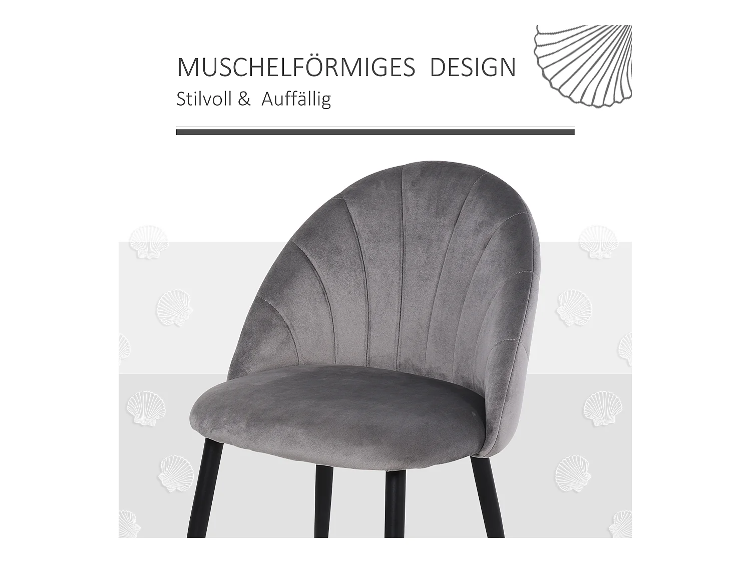 Lot de 2 chaises de salle à manger, chaise de cuisine design scandinave, chaise rembourrée, velours, métal, gris