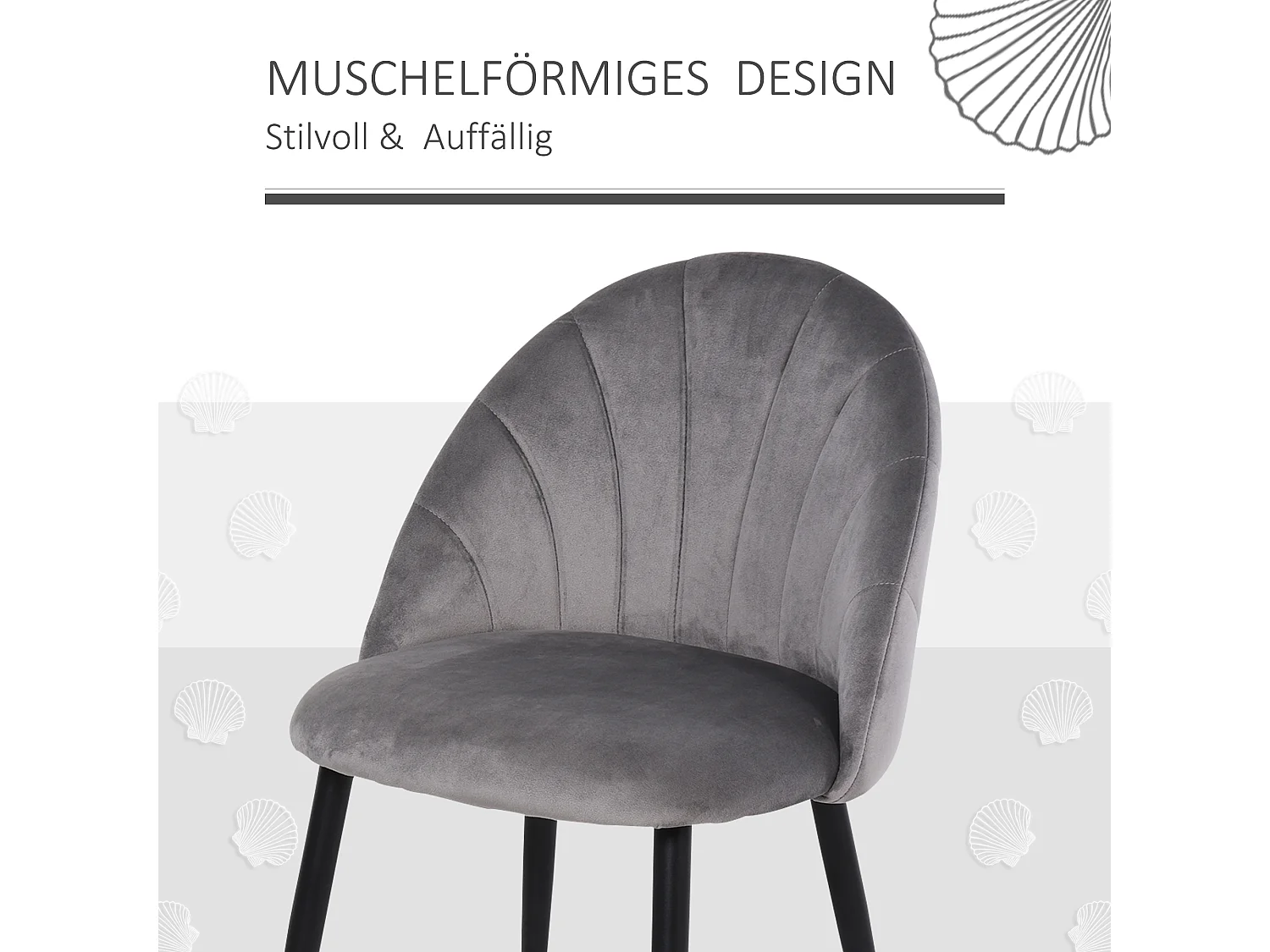 Lot de 2 chaises de salle à manger, chaise de cuisine design scandinave, chaise rembourrée, velours, métal, gris