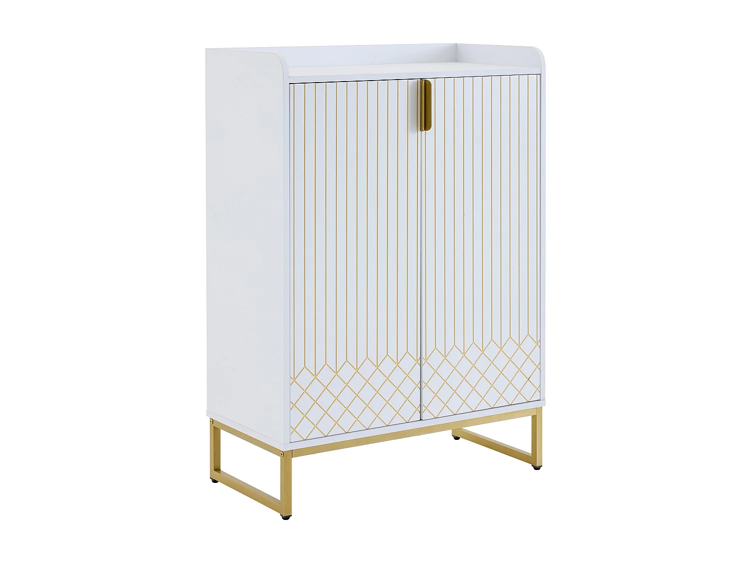 Meuble à chaussures 75x37x105 cm avec 2 portes meuble de rangement en bois - pieds en métal - blanc