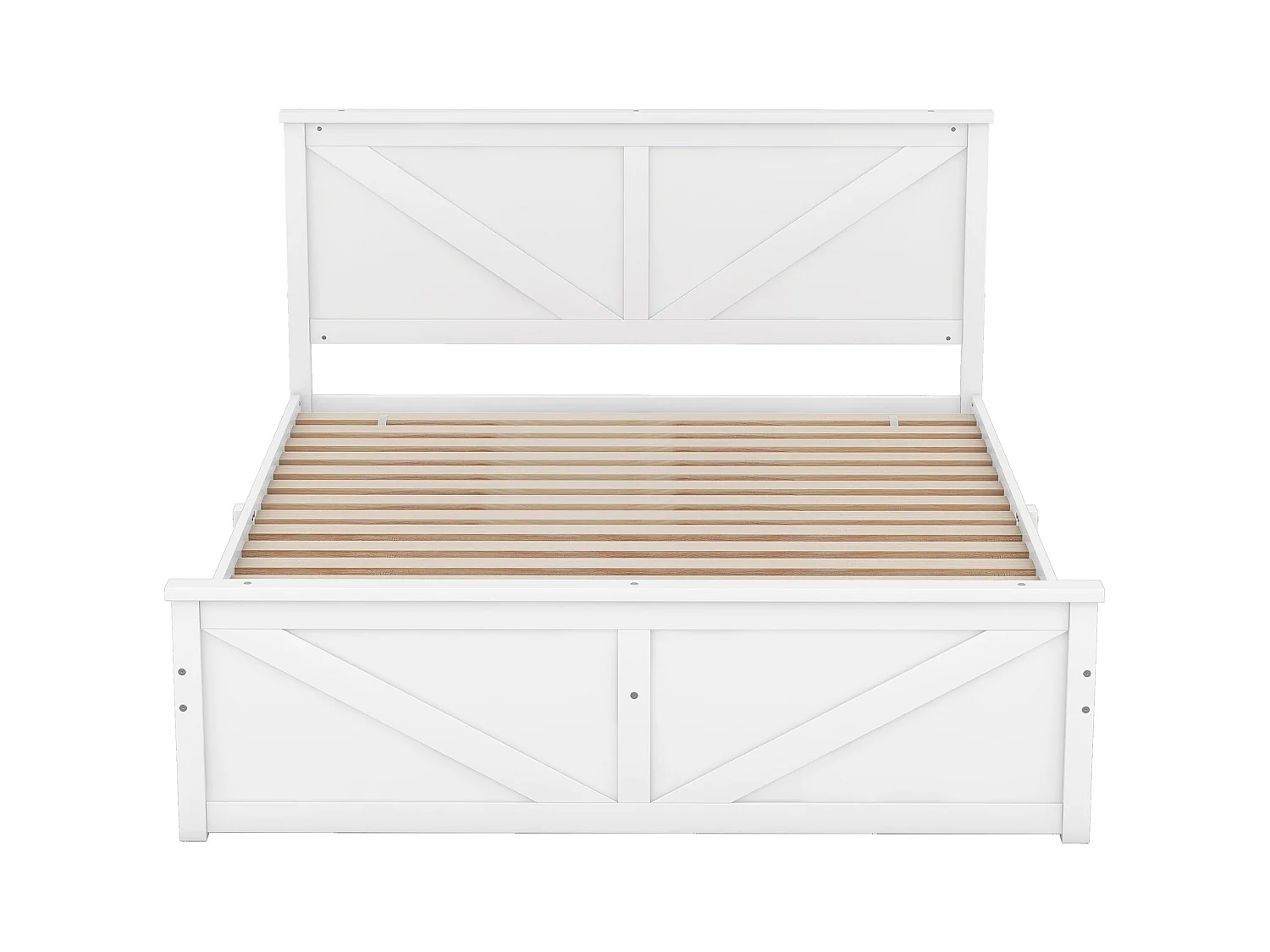 Tweepersoonsbed 160x200 cm met lattenbodem - hoofdbord - 4 lades - hout - wit (zonder matras)