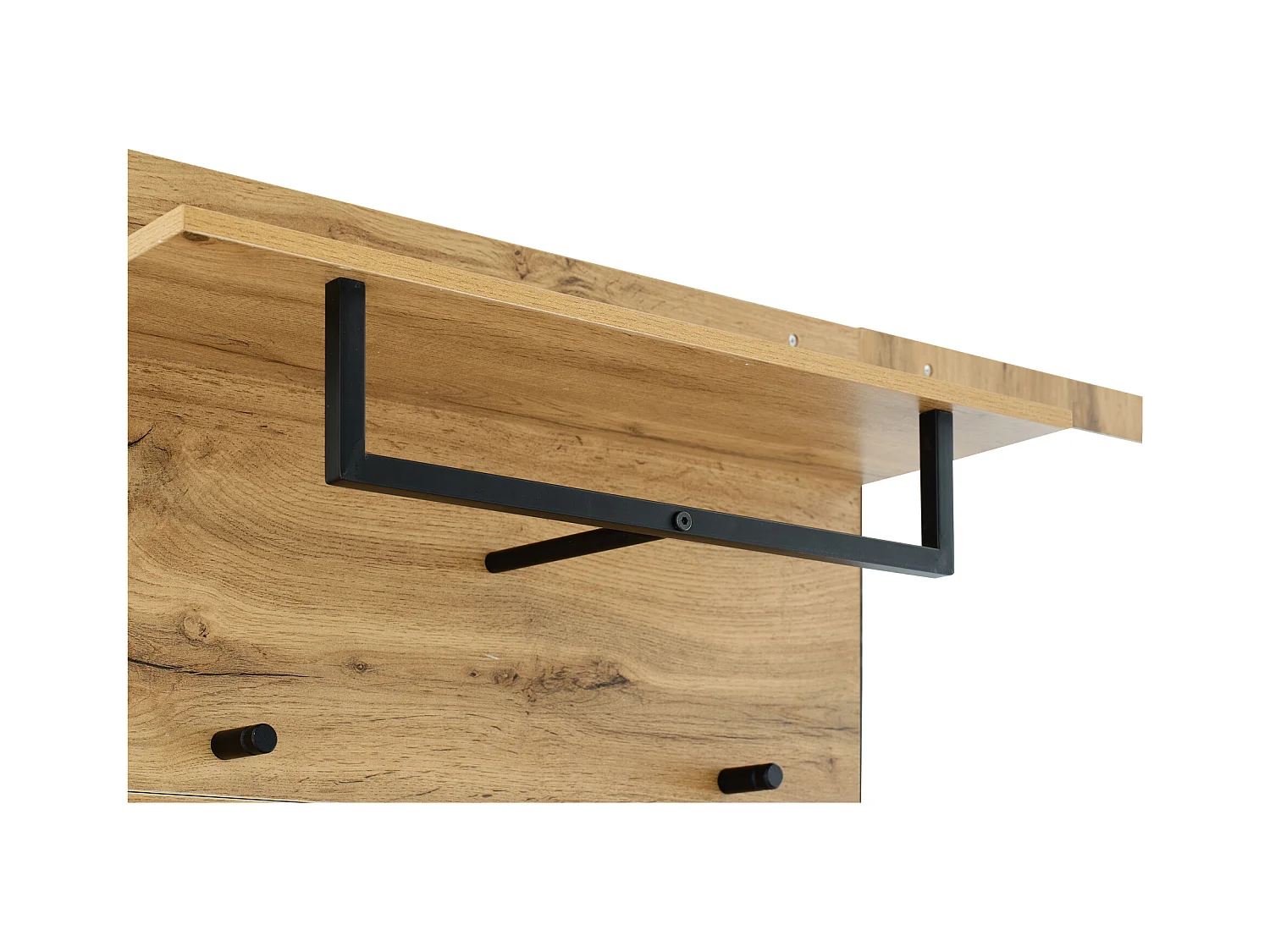 Vestiaire d'entrée 104x39x190 cm avec miroir 1 porte 1 tiroir chaussures étagères et patères en bois - chêne