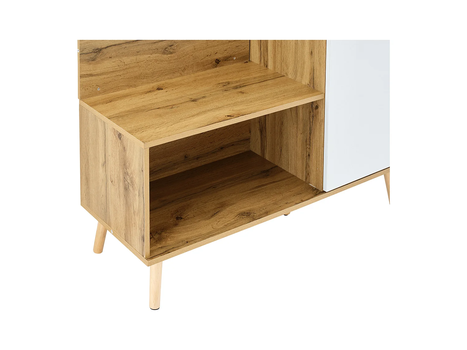 Vestiaire d'entrée 104x39x190 cm avec miroir 1 porte 1 tiroir chaussures étagères et patères en bois - chêne