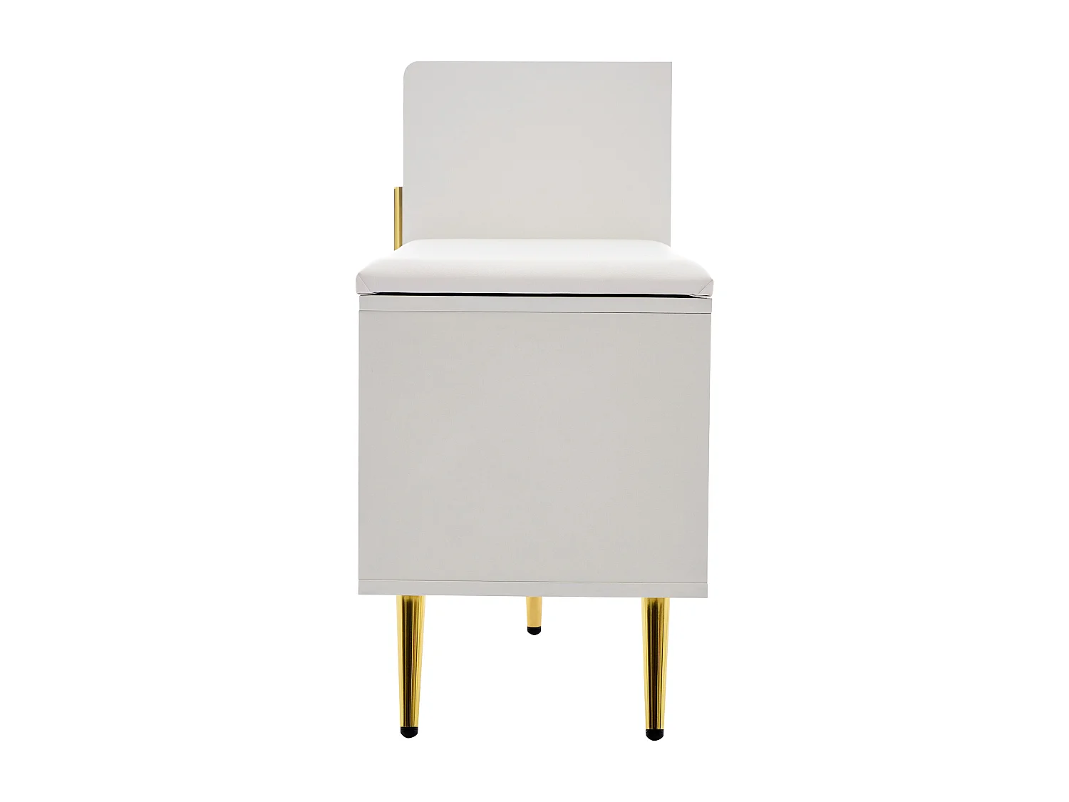 Meuble à chaussures 120x35x71.5 cm 1 porte siège rembourré et rangement ouvert en bois - pieds en métal - blanc haut brillant