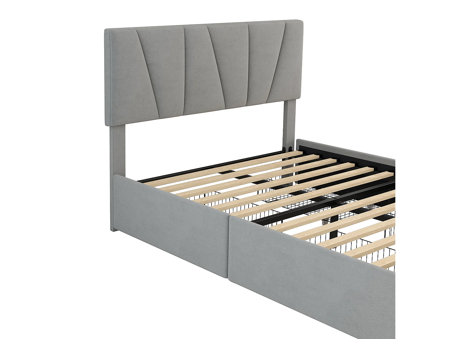 Lit adulte 160x200 cm avec 2 tiroirs - tête de lit avec rangement et USB - bois - blanc (sans matelas)