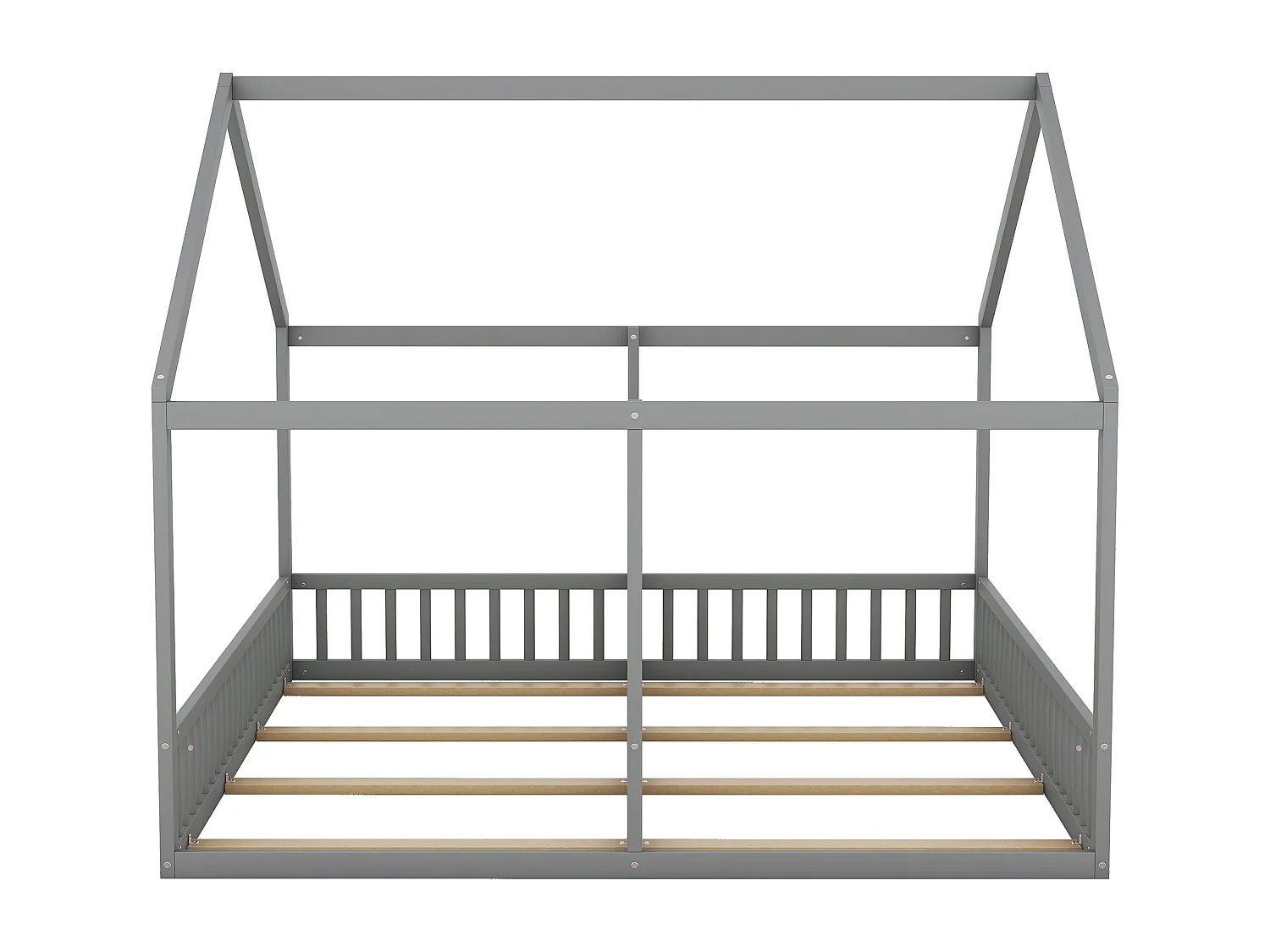 Lit cabane enfant 90x200cm avec sommier - lit deux en un - cadre de lit en bois - gris (sans matelas)