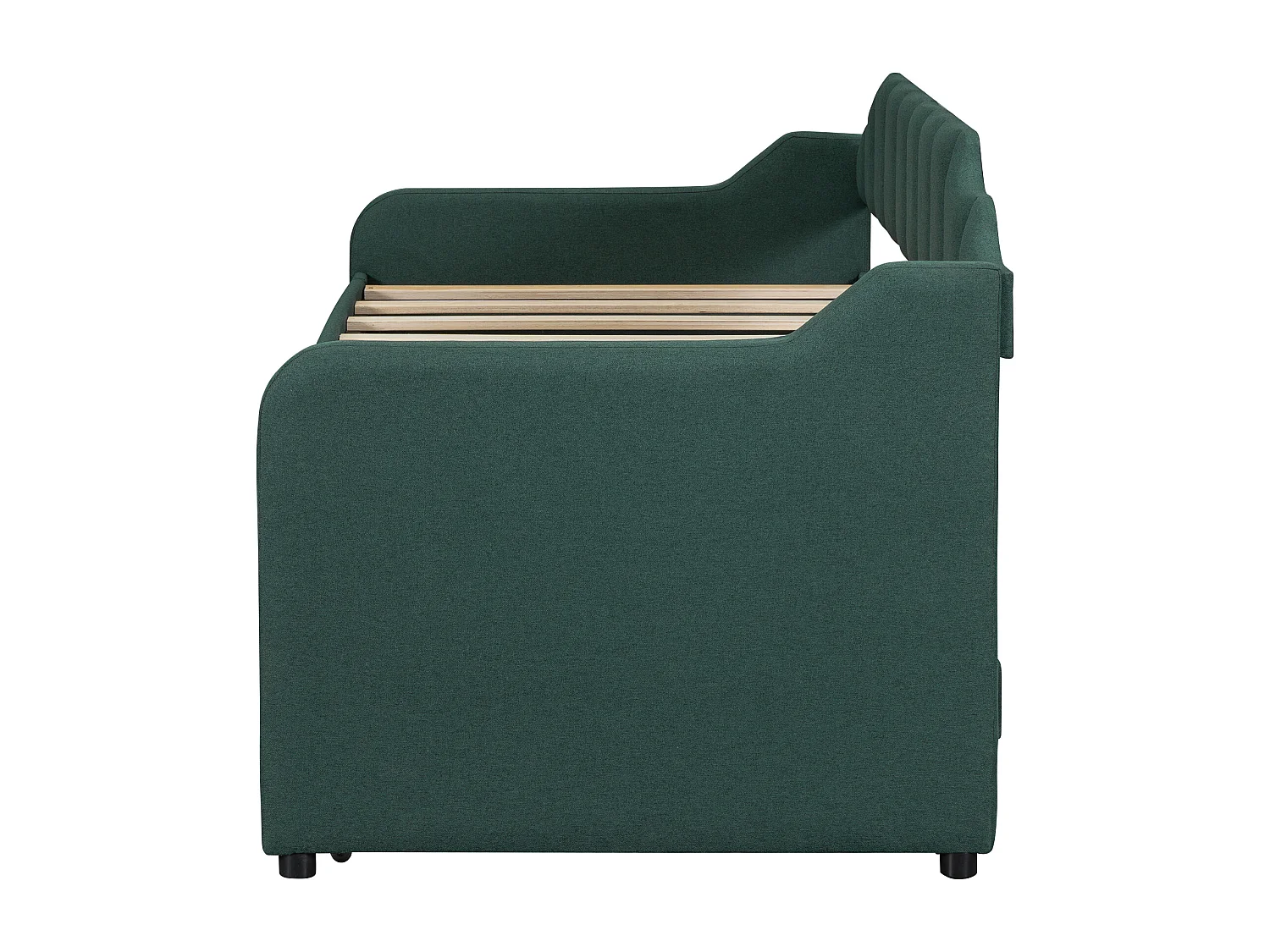 Lit gigogne 90x200 cm avec sommier - 3 tiroirs de rangement - lin - vert (sans matelas)