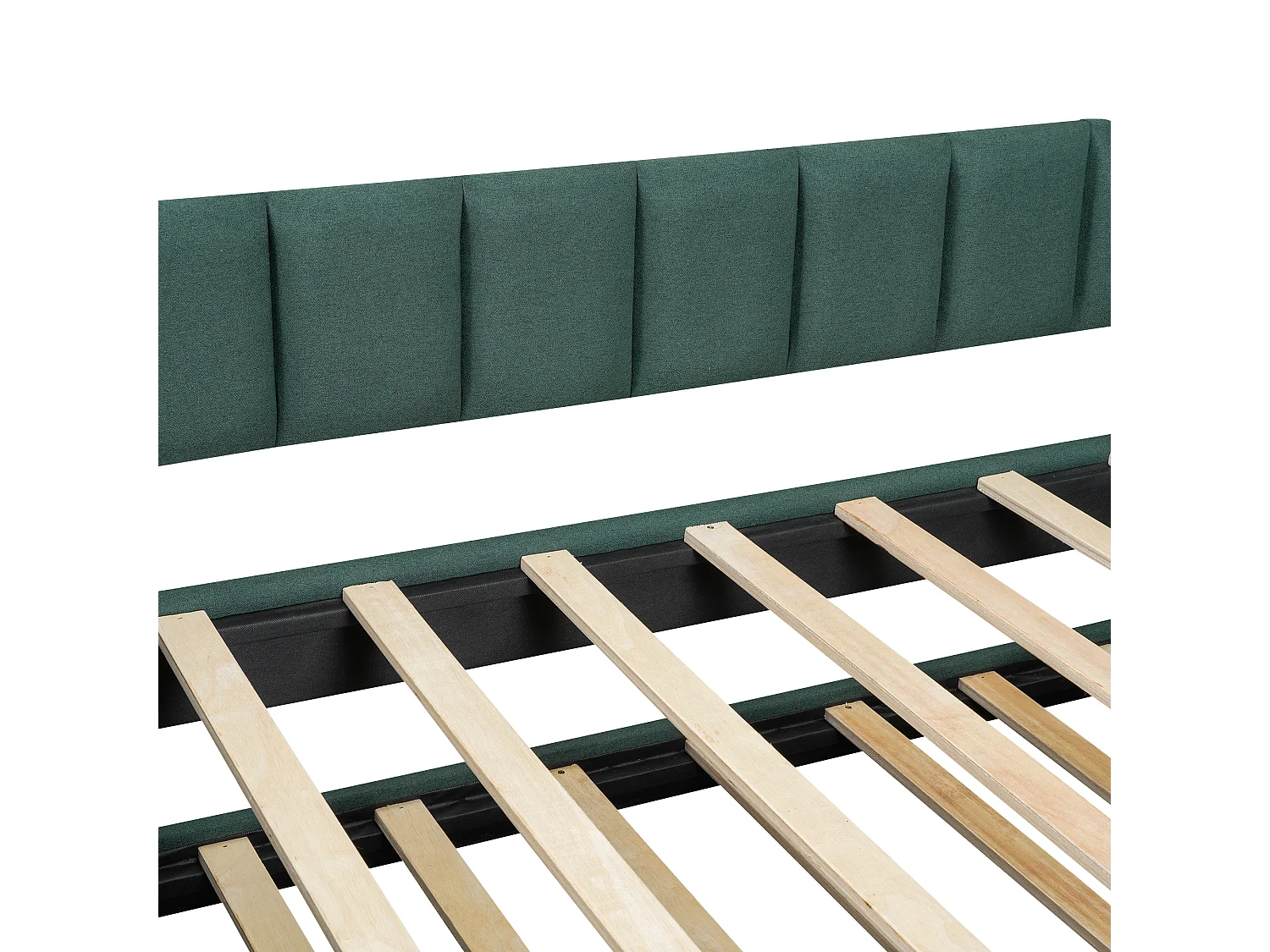 Lit gigogne 90x200 cm avec sommier - 3 tiroirs de rangement - lin - vert (sans matelas)