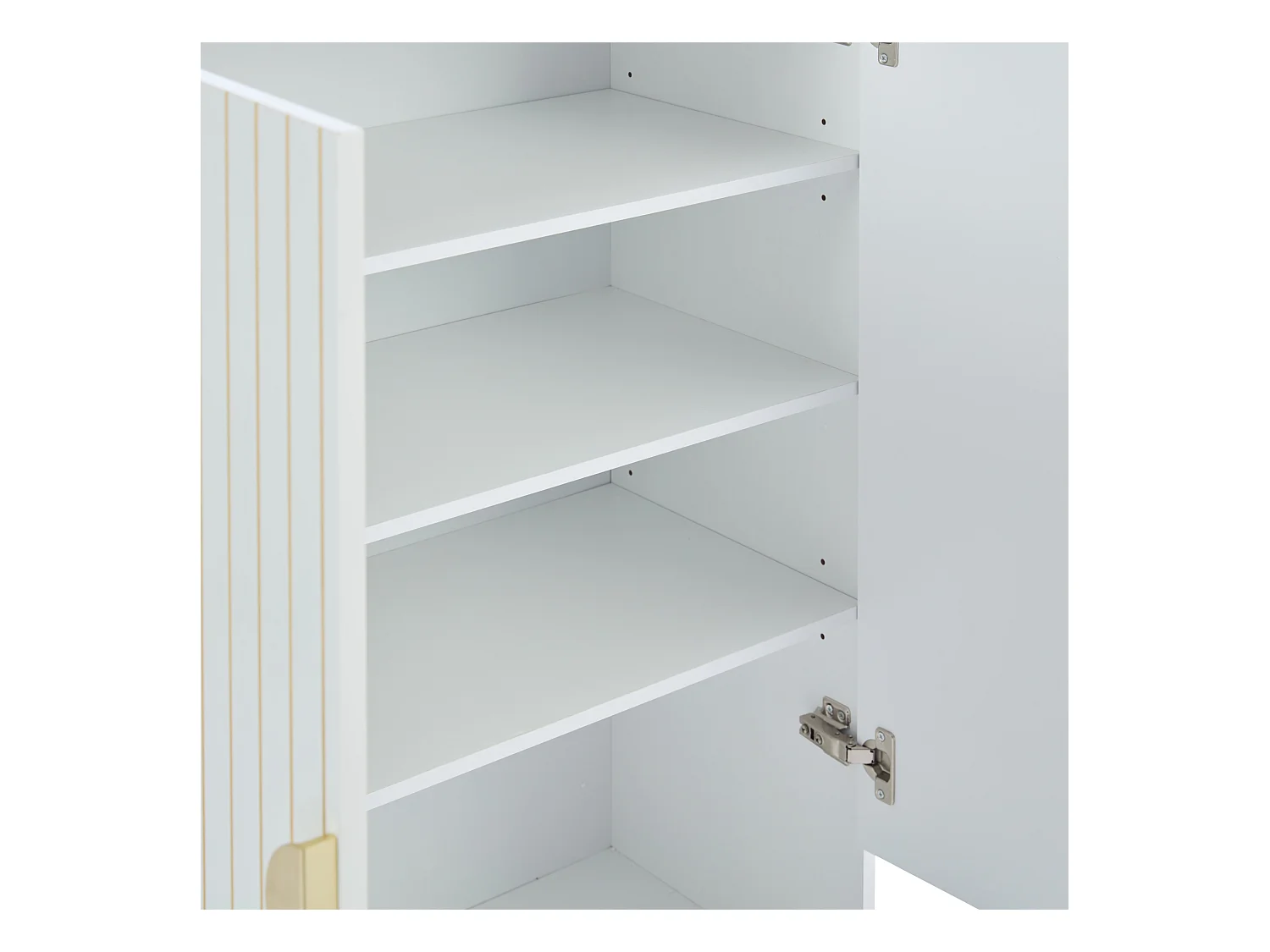 Schoenenkast met 2 deuren, houten opbergmeubel - metalen poten - wit (75x37x110 cm)