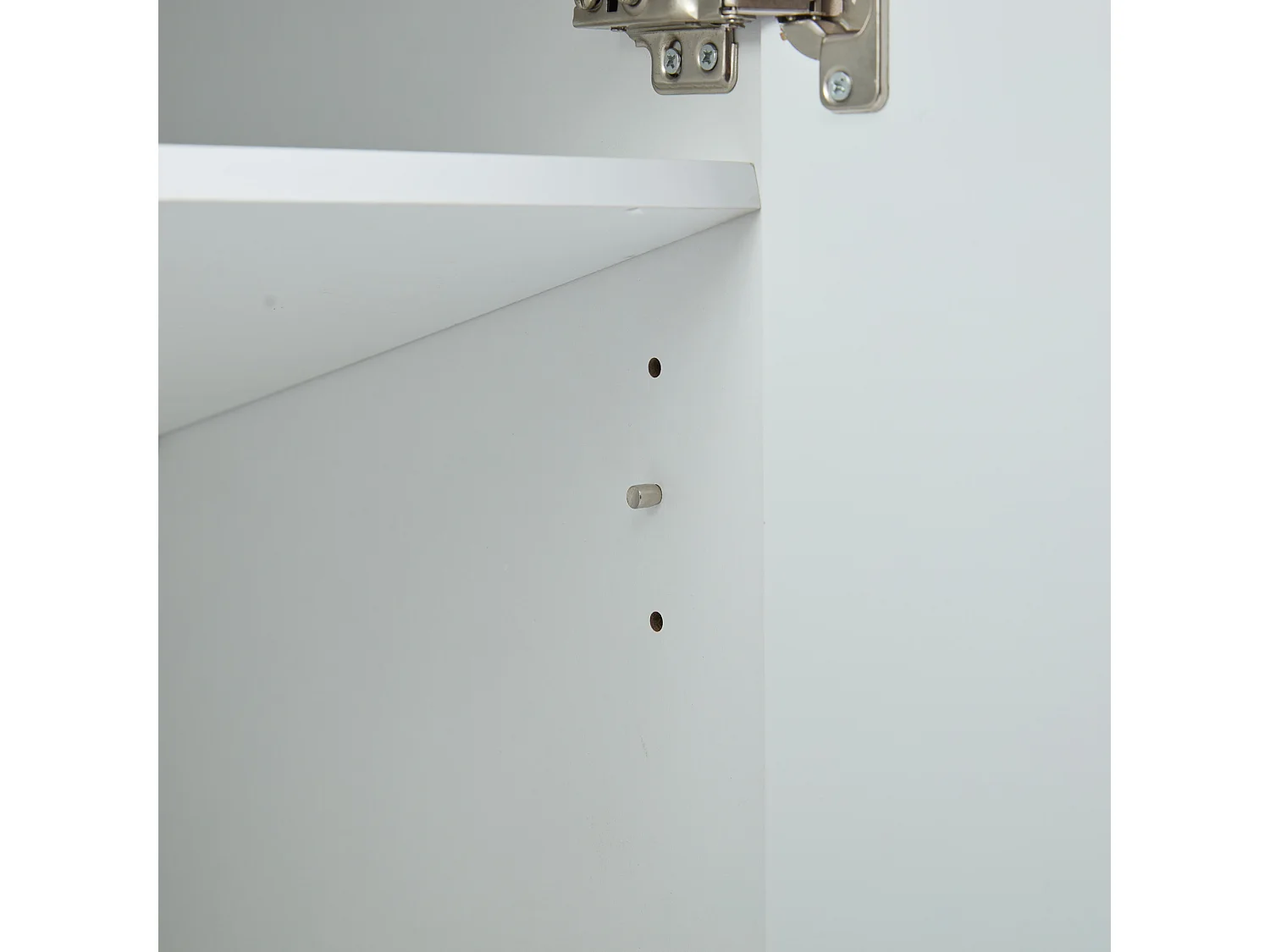 Schoenenkast met 2 deuren, houten opbergmeubel - metalen poten - wit (75x37x110 cm)