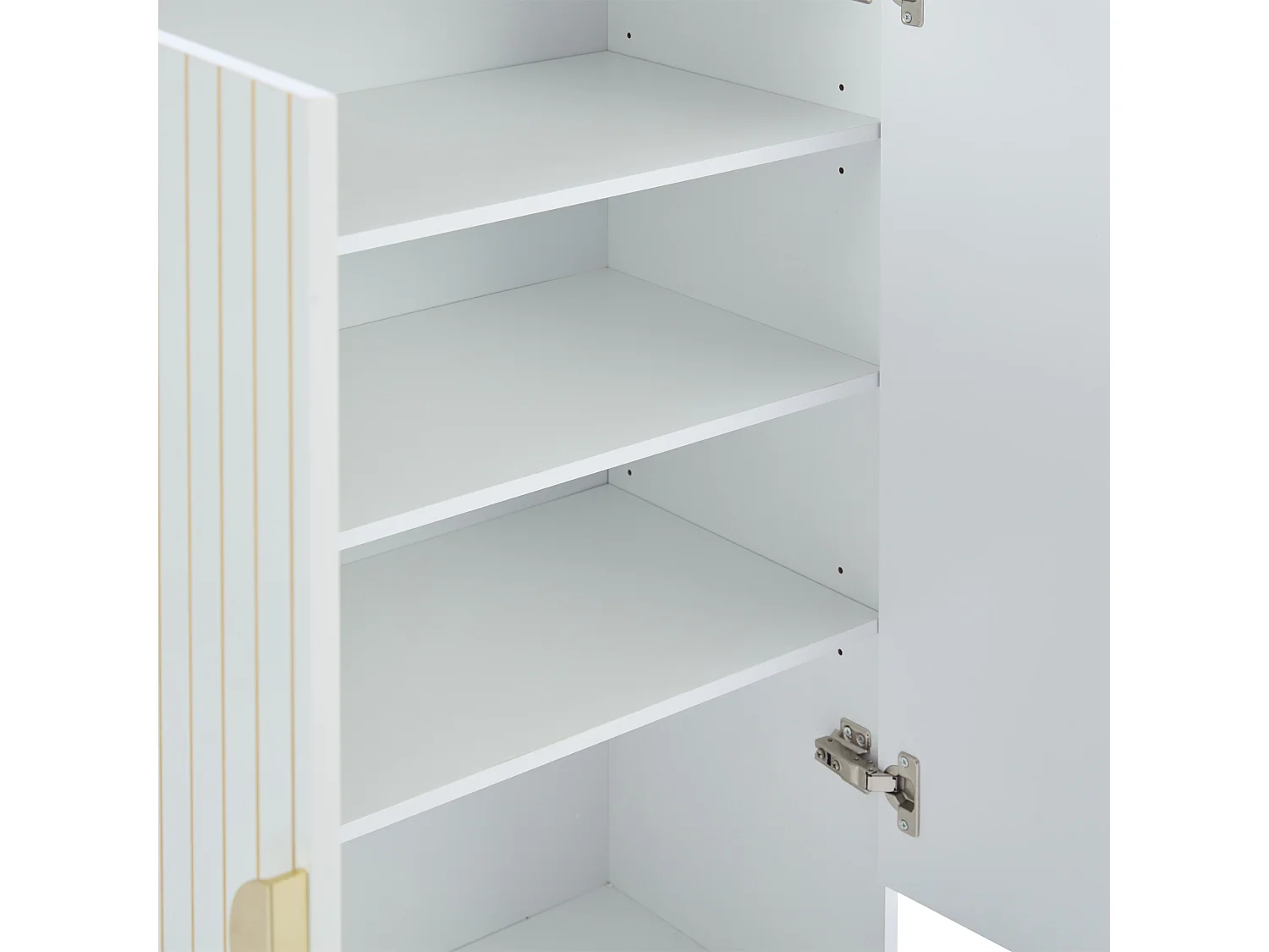 Schoenenkast met 2 deuren, houten opbergmeubel - metalen poten - wit (75x37x110 cm)