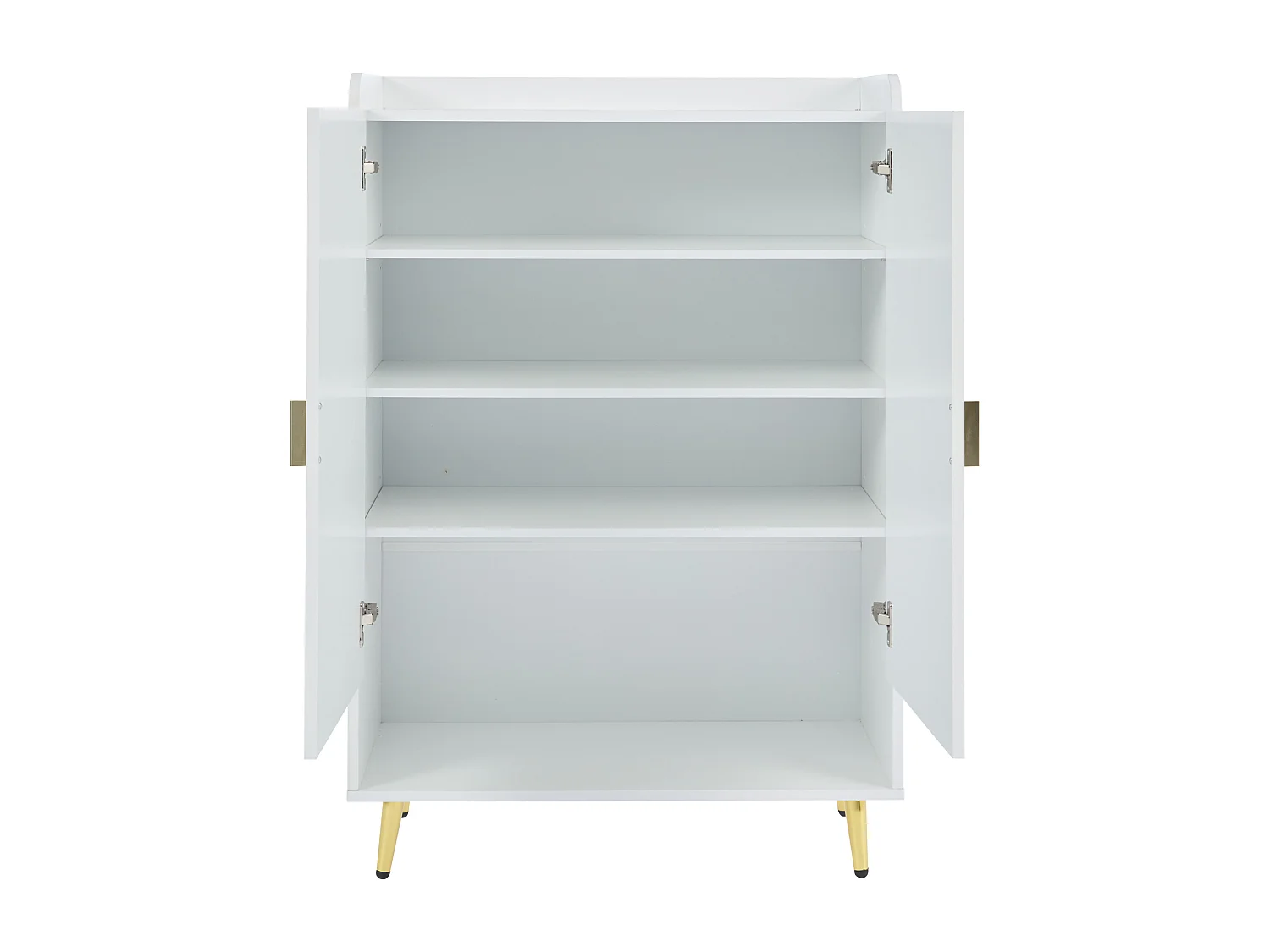 Schoenenkast met 2 deuren, houten opbergmeubel - metalen poten - wit (75x37x110 cm)