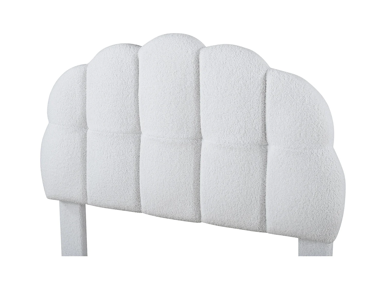 Lit enfant simple 90x200 cm avec sommier - tête de lit capitonnée - velours - blanc (sans matelas)