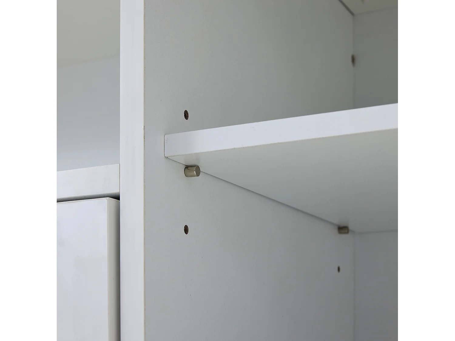 Meuble TV 178x40x54 cm LED bois 2 portes 1 tiroir et rangement ouvert - blanc