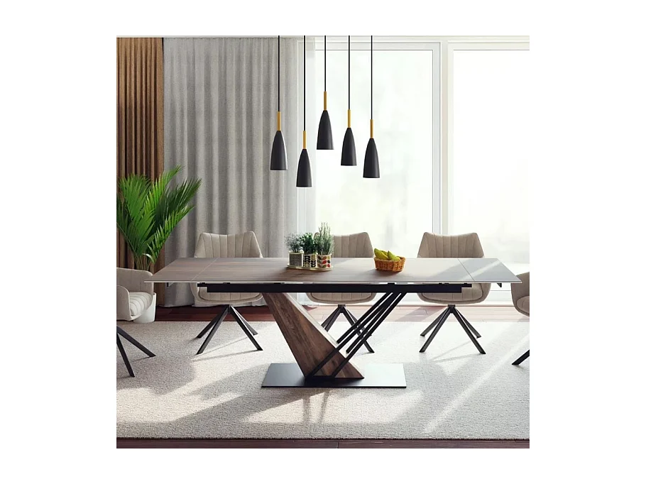 Table design extensible céramique effet bois 160-220 cm Viro