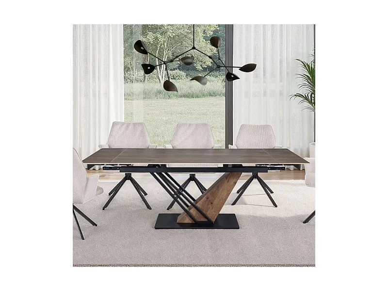 Table design extensible céramique effet bois 160-220 cm Viro