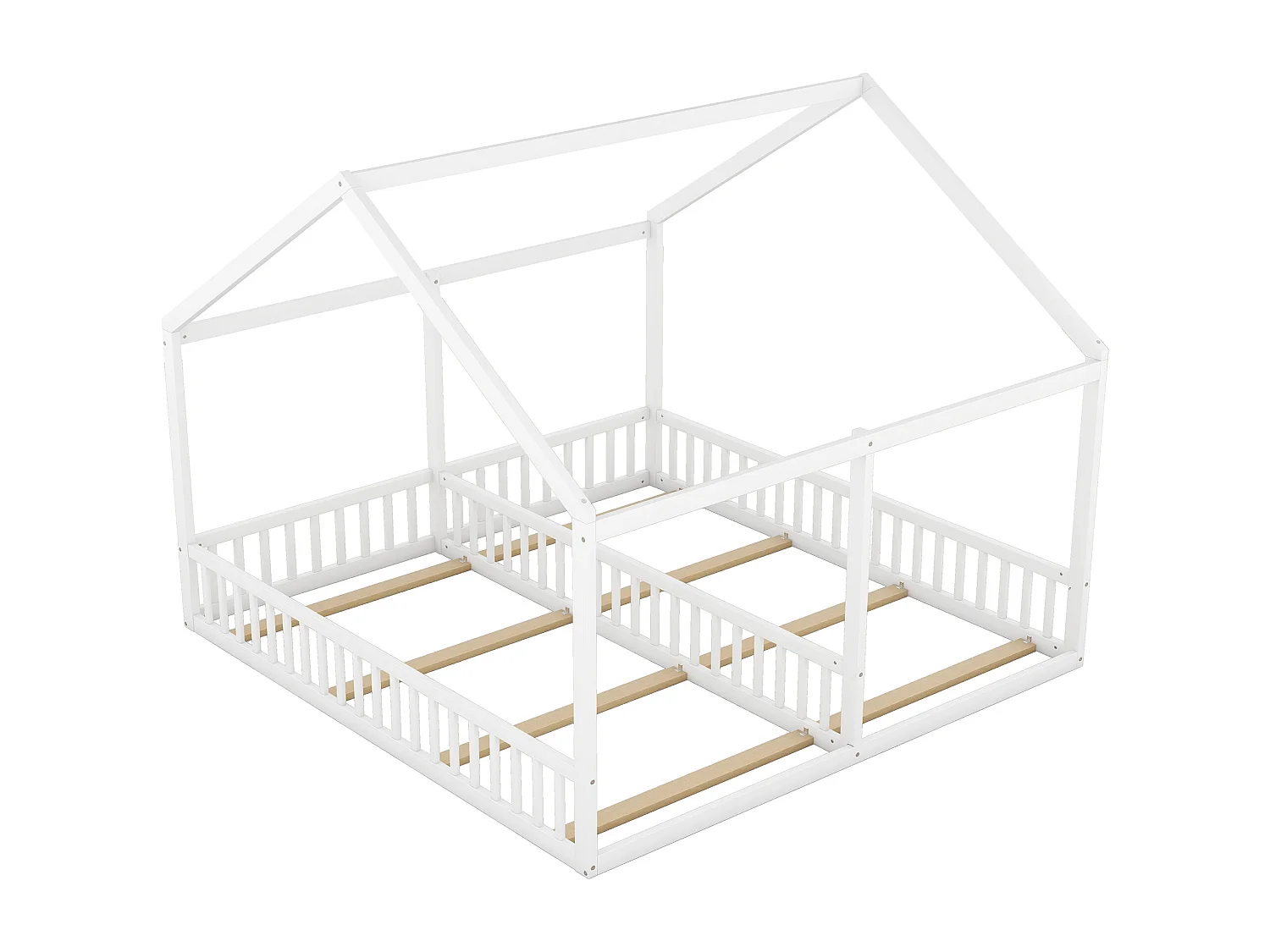 Kinderbed 90x200cm met lattenbodem - 2-in-1 bed - houten bedframe - wit (zonder matras)