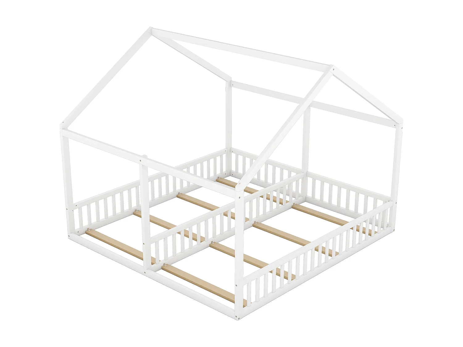 Kinderbed 90x200cm met lattenbodem - 2-in-1 bed - houten bedframe - wit (zonder matras)