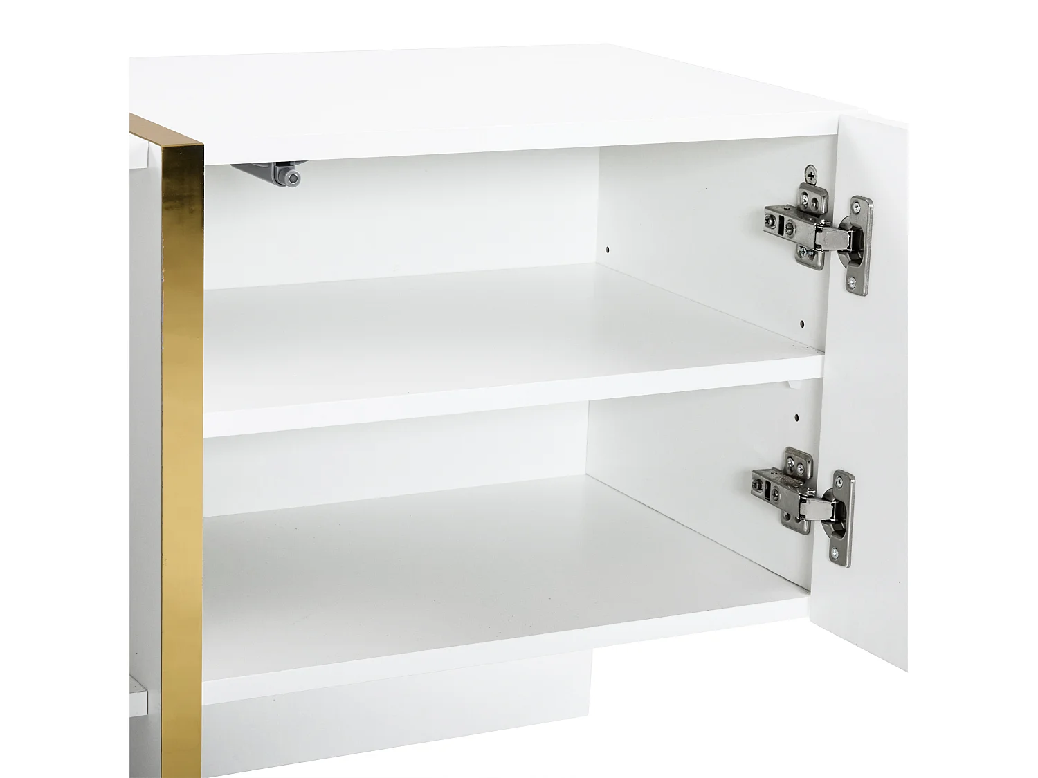 Meuble TV 190x35x45.5 cm avec 2 portes 2 tiroirs meuble de rangement en bois - blanc