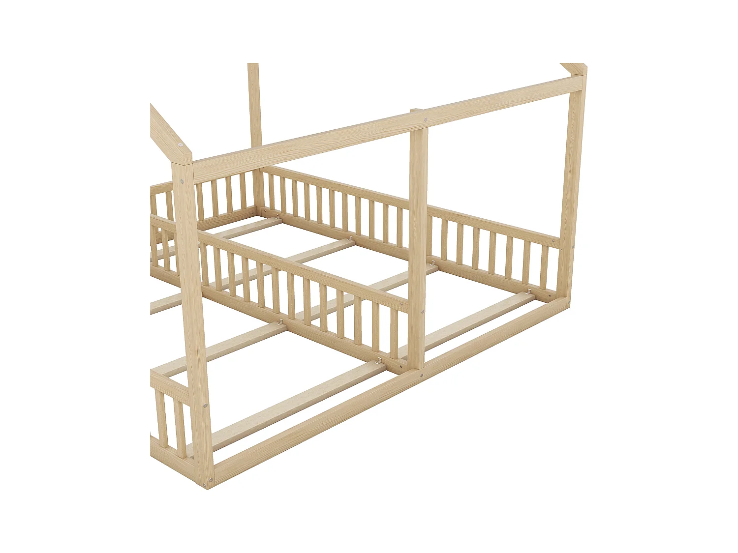 Lit cabane enfant 90x200cm avec sommier - lit deux en un - cadre de lit en bois - naturel clair (sans matelas)