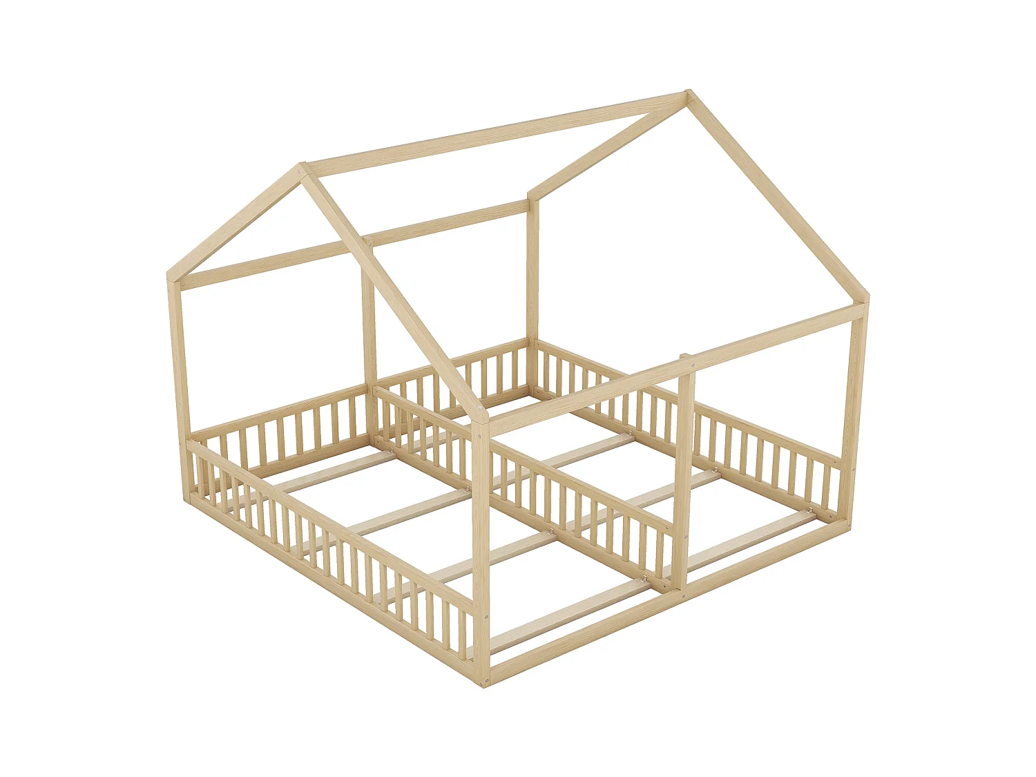 Lit cabane enfant 90x200cm avec sommier - lit deux en un - cadre de lit en bois - naturel clair (sans matelas)