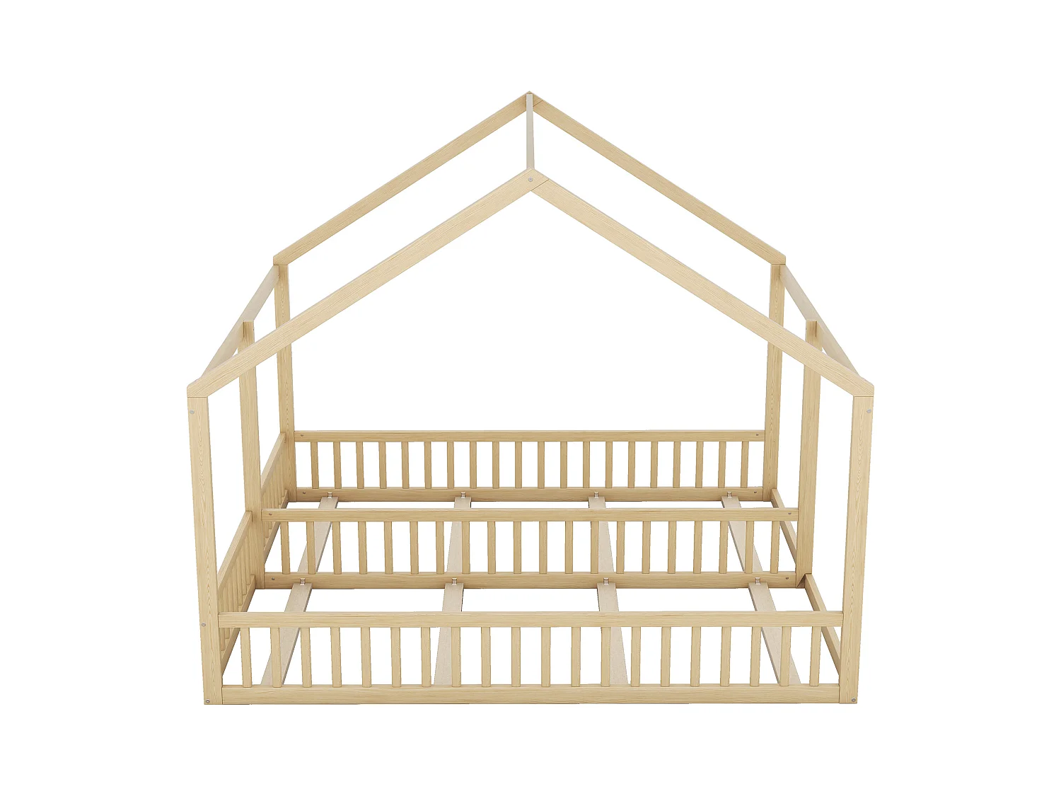 Lit cabane enfant 90x200cm avec sommier - lit deux en un - cadre de lit en bois - naturel clair (sans matelas)