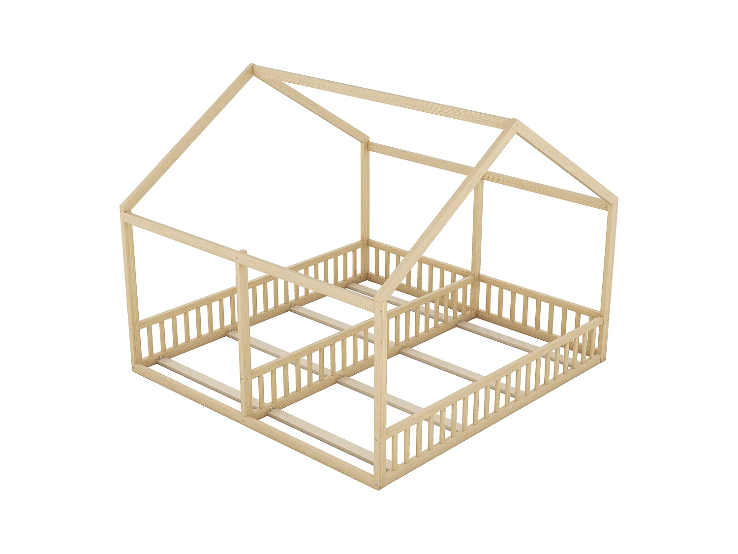 Lit cabane enfant 90x200cm avec sommier - lit deux en un - cadre de lit en bois - naturel clair (sans matelas)