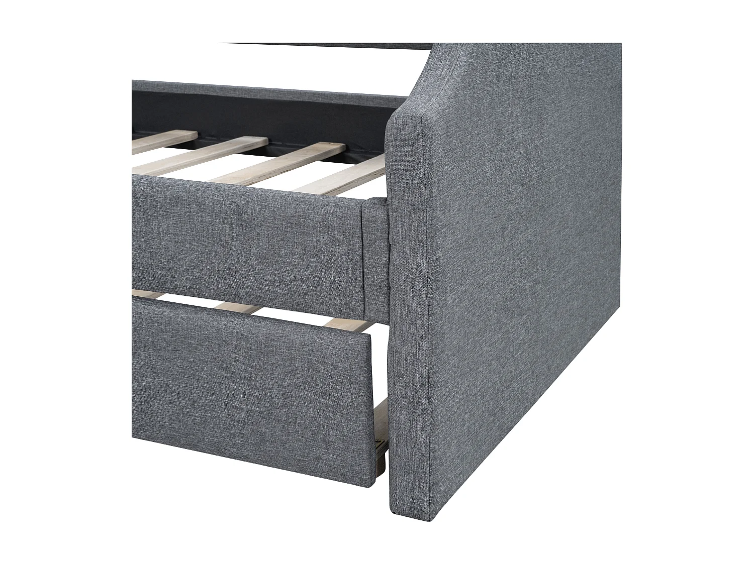 Cama nido infantil 90x200 cm con base - sofá cama con cabecero tapizado - lino - gris (sin colchón)