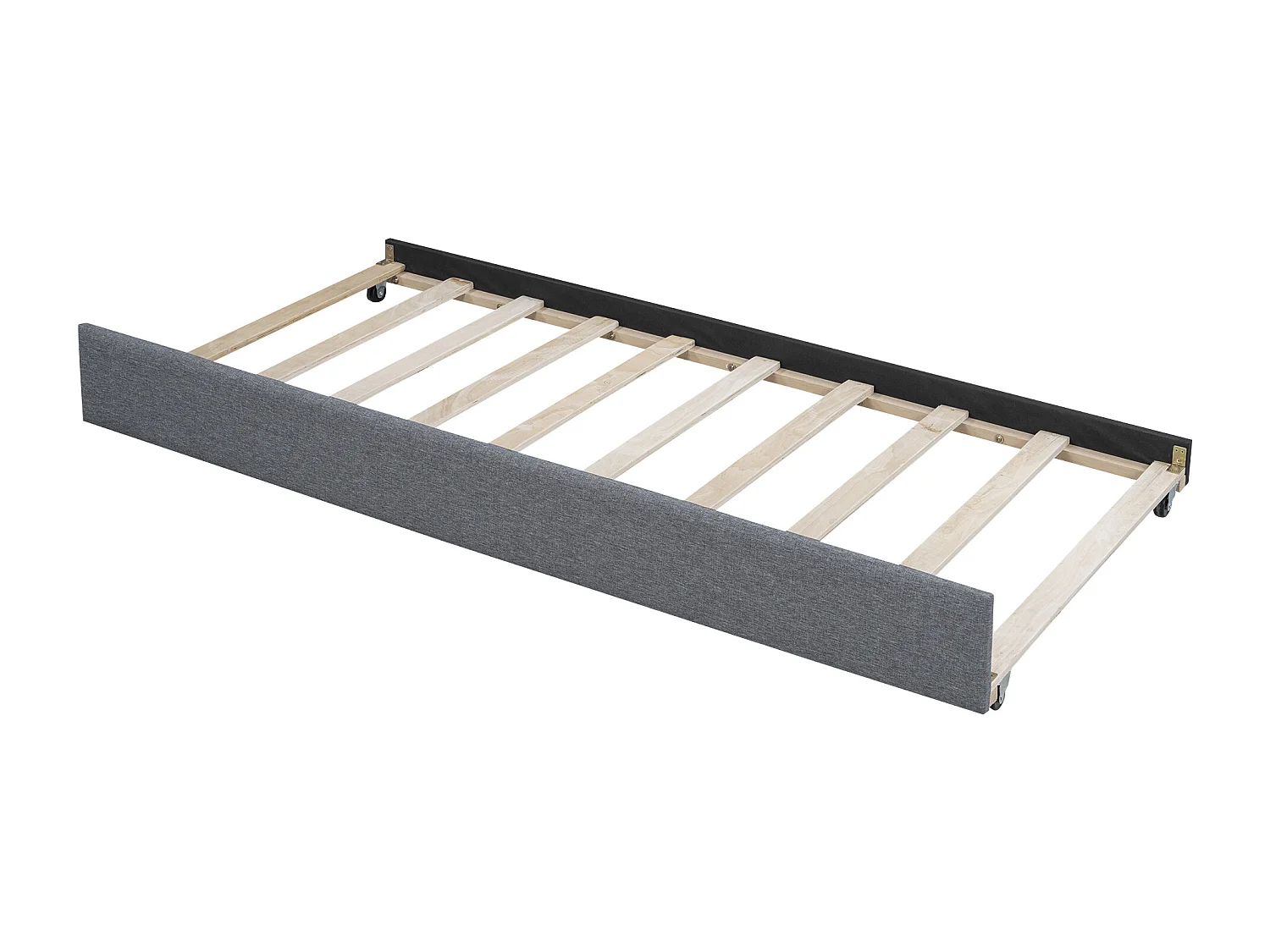 Cama nido infantil 90x200 cm con base - sofá cama con cabecero tapizado - lino - gris (sin colchón)