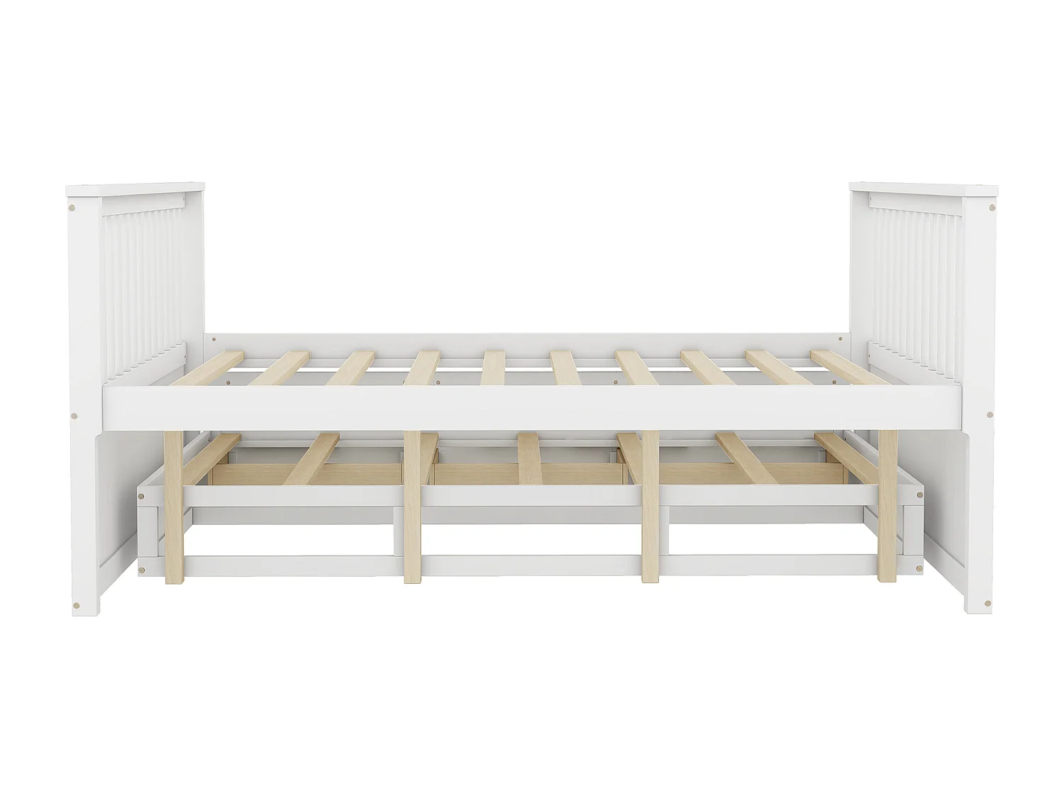 Lit gigogne 140x200 cm avec sommier - 3 tiroirs de rangement - bois - blanc (sans matelas)