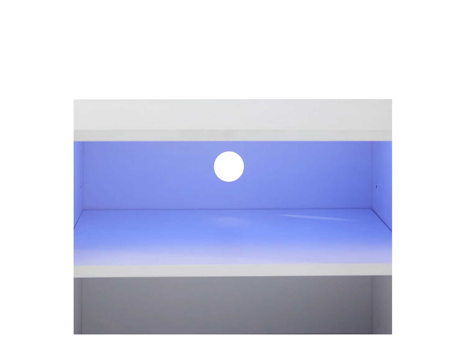 Meuble TV 176x38x50 cm LED bois 2 portes abattantes et rangement ouvert - blanc