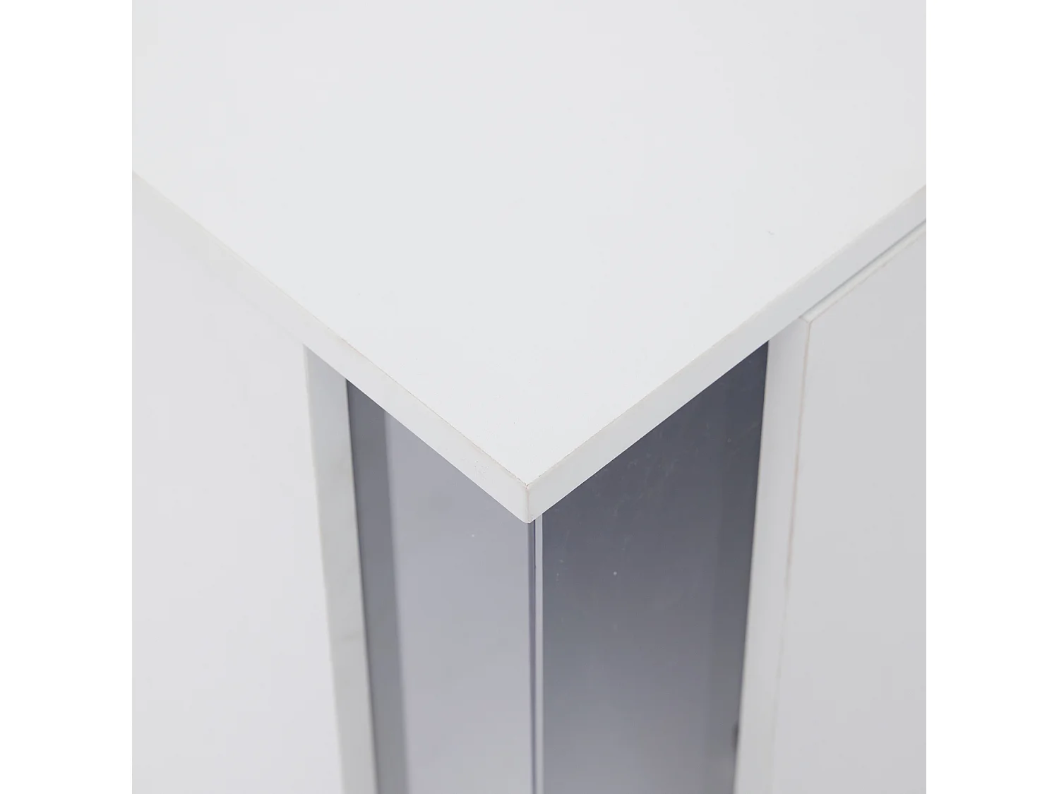 Meuble TV 176x38x50 cm LED bois 2 portes abattantes et rangement ouvert - blanc