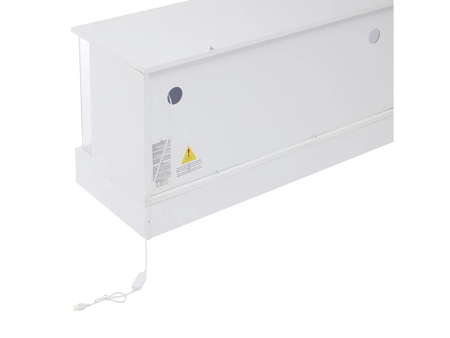 Meuble TV 176x38x50 cm LED bois 2 portes abattantes et rangement ouvert - blanc