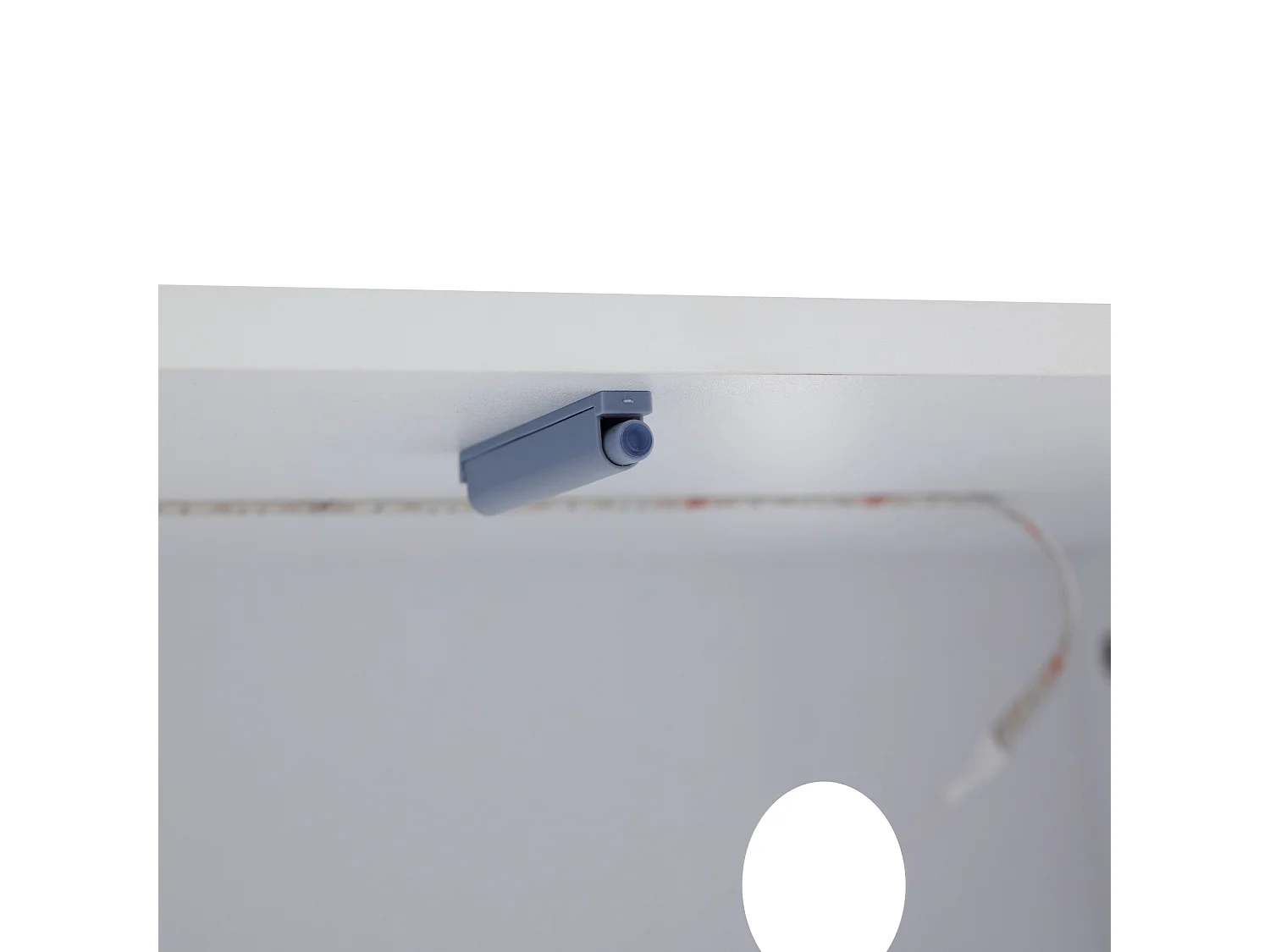 Meuble TV 176x38x50 cm LED bois 2 portes abattantes et rangement ouvert - blanc