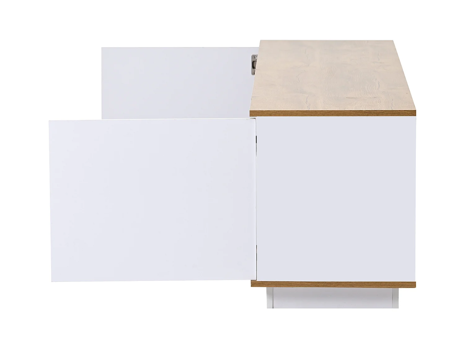 Meuble TV LED bois 2 portes 2 tiroirs et rangement ouvert - blanc (180x40x50 cm)